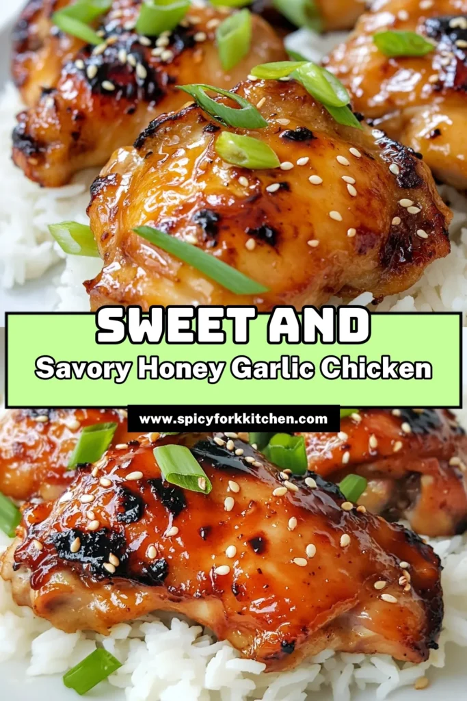 Discover the delicious Honey Garlic Chicken Recipe that will elevate your dinner game! Perfectly grilled chicken thighs marinated in an easy chicken marinade of honey, soy sauce, garlic, and ginger create an irresistible Asian-inspired chicken dish. Ideal for any weeknight meal, this honey soy chicken is quick to prepare and packed with flavor. Try it tonight and make sure to save this recipe for your next family feast! #HoneyGarlicChicken #GrilledChickenThighs #EasyChickenMarinade #AsianInspiredDish