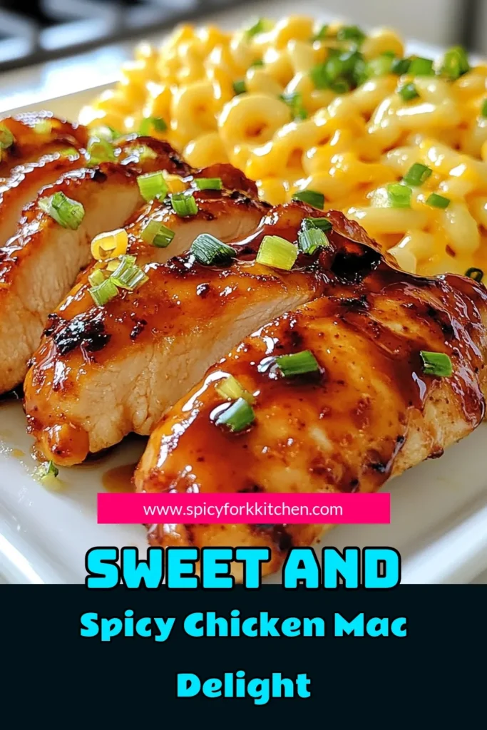 Savor the mouthwatering flavors of Spicy Honey Chicken paired with a creamy macaroni and cheese dish! This easy spicy chicken recipe features tender honey sriracha chicken glazed to perfection, served alongside a deliciously rich cheese pasta recipe. Perfect for a quick dinner! Try this spicy honey chicken today, and don't forget to save for later! #SpicyHoneyChicken #SpicyChickenRecipe #MacaroniAndCheese #HoneySrirachaChicken