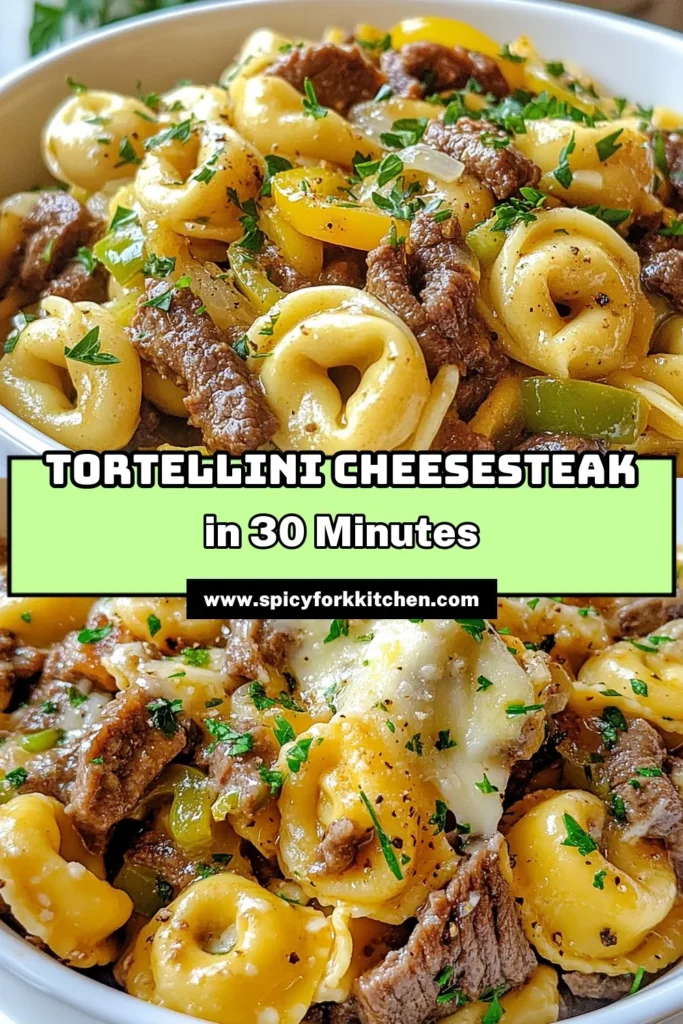 Discover the ultimate comfort food with this easy cheesesteak tortellini recipe! This creamy cheese tortellini dish combines tender beef and vibrant veggies for a quick Italian family meal that's perfect for busy weeknights. Enjoy a flavorful beef tortellini dinner ready in just 30 minutes. Don't miss out on this delicious recipe—save it for your next meal inspiration! #CheesesteakTortellini #PastaRecipes #FamilyMeals #QuickDinners