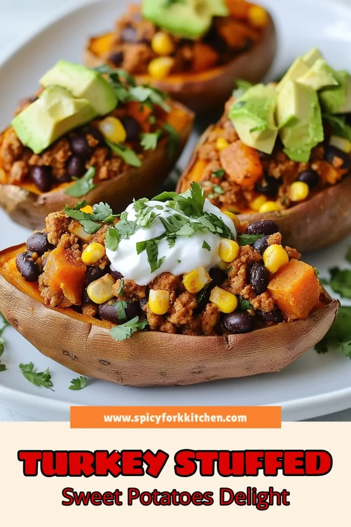 Try this delicious Turkey Stuffed Sweet Potatoes recipe for a nutritious twist on a classic! Packed with ground turkey filling and topped with fresh avocado, it's one of the best healthy turkey recipes to elevate your dinner. Perfect as a sweet potato casserole alternative, this easy dinner recipe is sure to please the whole family. Save and enjoy this flavorful dish tonight! #TurkeyStuffedSweetPotatoes #HealthyTurkeyRecipes #SweetPotatoCasserole #EasyDinnerRecipes