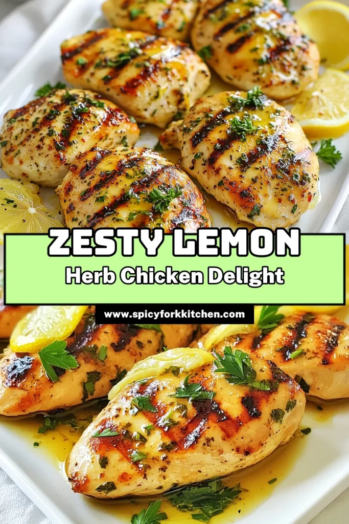 Discover this easy Lemon Herb Chicken recipe, perfect for your next meal! Marinated chicken breast is transformed with a delightful garlic lemon chicken marinade, creating juicy grilled chicken with lemon that's bursting with flavor. This zesty chicken recipe is sure to impress and is great for any occasion. Save this for your next cookout and enjoy! #LemonHerbChicken #GrilledChickenWithLemon #ZestyChickenRecipes #MarinatedChickenBreast