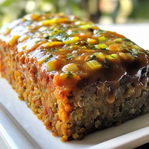 To make a tasty vegan meatloaf, you'll need the following main ingredients: - 1 cup cooked lentils (green or brown) - 1 cup quinoa, cooked - 1 medium onion, finely chopped - 2 cloves garlic, minced - 1 carrot, grated - 1 celery stalk, finely chopped - 1 cup breadcrumbs (or gluten-free alternative) - 1/4 cup ground flaxseed mixed with 1/2 cup water (flax egg) - 3 tablespoons soy sauce or tamari - 2 tablespoons nutritional yeast - 1 teaspoon dried thyme - 1 teaspoon smoked paprika - Salt and black pepper to taste - 2 tablespoons olive oil These ingredients mix together to create a hearty and satisfying dish. The lentils provide protein, while quinoa adds texture. The flax egg binds everything together, making it easy to slice. For the rich gravy, gather these ingredients: - 1 cup vegetable broth - 2 tablespoons soy sauce or tamari - 1 tablespoon cornstarch mixed with 2 tablespoons water (slurry) - 1 teaspoon onion powder - 1 teaspoon garlic powder - Black pepper to taste This gravy adds a savory finish that complements the meatloaf perfectly. The cornstarch helps thicken the gravy, giving it a smooth texture. You can easily swap some ingredients to fit different diets: - For gluten-free, use gluten-free breadcrumbs. - Instead of lentils, try mashed chickpeas for a different flavor. - If you want to avoid soy, use coconut aminos instead of soy sauce. - You can replace quinoa with brown rice if you prefer. These substitutions keep the recipe flexible while still tasting great. Adjusting ingredients allows everyone to enjoy this comfort food! {{ingredient_image_1}} Start by preheating your oven to 350&deg;F (175&deg;C). Grease a loaf pan or line it with parchment paper. In a large bowl, mix 1 cup of cooked lentils and 1 cup of cooked quinoa. Use a fork to mash the lentils a bit. This helps with texture. Next, heat 2 tablespoons of olive oil in a pan over medium heat. Add in 1 finely chopped onion, 2 minced garlic cloves, 1 grated carrot, and 1 finely chopped celery stalk. Saut&eacute; these veggies until soft, about 5 minutes. Once soft, add this mixture to the bowl with lentils and quinoa. Stir well. Now, it's time to add the dry ingredients. Mix in 1 cup of breadcrumbs, 1/4 cup of ground flaxseed mixed with 1/2 cup of water, 3 tablespoons of soy sauce, 2 tablespoons of nutritional yeast, 1 teaspoon of dried thyme, 1 teaspoon of smoked paprika, and salt and black pepper to taste. Make sure everything is combined well. Once your mixture is ready, transfer it to the prepared loaf pan. Pack it down firmly. Smooth the top with a spatula. Bake in the preheated oven for 45 minutes. The meatloaf should be firm and slightly crispy on the edges. After baking, let it sit for about 10 minutes before slicing. This makes it easier to cut and serve. While the meatloaf is baking, let&rsquo;s make the gravy. In a saucepan over medium heat, combine 1 cup of vegetable broth, 2 tablespoons of soy sauce, 1 teaspoon of onion powder, 1 teaspoon of garlic powder, and black pepper to taste. Bring this mixture to a simmer. Now, in a small bowl, mix 1 tablespoon of cornstarch with 2 tablespoons of water. This is your slurry. Gradually add this slurry to the simmering broth. Stir constantly until the gravy thickens, which should take about 2 minutes. Once thickened, remove from heat and set aside. Serve the warm meatloaf with the rich gravy drizzled over the top. Enjoy this tasty comfort food! To get the best texture, mash your lentils lightly. This helps bind the mixture. Use cooked lentils that are firm, not mushy. Cooked quinoa adds a nice chew. Mix in breadcrumbs for a bit of crunch. If you want a softer loaf, add more veggies like mushrooms or bell peppers. Serve your meatloaf with creamy mashed potatoes or steamed green beans. A fresh salad adds a nice crunch. Try it with a tangy barbecue sauce for a twist. You can also pair it with roasted veggies for a hearty meal. For a quick side, warm up some bread or rolls. To keep your meatloaf moist, do not skip the flax egg. It helps hold moisture in. Baking at the right temperature is key too. If you notice it getting dry, cover it with foil for part of the baking time. Let it rest after baking; this helps the flavors meld and keeps it juicy. Pro Tips Choose Your Lentils Wisely: Green or brown lentils work best for this recipe as they hold their shape better and provide a hearty texture. Customize Your Vegetables: Feel free to add other vegetables like bell peppers or mushrooms to enhance flavor and nutrition according to your taste preferences. Let It Rest: Allow the meatloaf to rest for about 10 minutes after baking. This helps it firm up and makes it easier to slice without falling apart. Gravy Thickness Tip: If you prefer a thicker gravy, simply add a bit more cornstarch to the slurry. For a thinner consistency, add more vegetable broth. {{image_2}} You can boost the taste of your vegan meatloaf in many ways. Try adding chopped nuts for crunch and richness. Walnuts or pecans work well. Diced bell peppers add a nice sweetness. You might also like to mix in some spinach or mushrooms for extra nutrition. Fresh herbs like parsley or basil can brighten the flavor too. If you need a gluten-free meatloaf, swap regular breadcrumbs for gluten-free ones. You can also use oats or ground almond flour. These options help maintain texture while keeping the dish safe for those with gluten sensitivities. Always check labels to ensure there are no hidden gluten ingredients. While the rich gravy is a hit, you can try other sauces. A sweet and tangy barbecue sauce adds a fun twist. You might prefer a creamy cashew sauce for a nutty taste. A zesty tomato sauce can also be delicious. Experiment to find your favorite pairing! To keep your leftover vegan meatloaf fresh, let it cool completely. Once cooled, wrap it tightly in plastic wrap or foil. You can also place it in an airtight container. Store it in the fridge for up to four days. This way, you can enjoy it later without losing flavor. Freezing is a great option if you want to save your meatloaf for later. First, cool the meatloaf completely. Then, slice it into portions for easy use. Wrap each piece tightly in plastic wrap and place them in a freezer-safe bag. You can freeze it for up to three months. When you're ready to eat it, just thaw it in the fridge overnight. Reheating your vegan meatloaf is simple. For the best results, use the oven. Preheat it to 350&deg;F (175&deg;C). Place the meatloaf in a baking dish and cover it with foil. Heat for about 20 minutes or until warmed through. If you're in a hurry, you can use the microwave. Heat it for 1-2 minutes, checking to avoid overheating. Drizzle with gravy for extra flavor! Yes, you can make this vegan meatloaf ahead of time. Simply prepare the mixture and place it in the loaf pan. Cover it with plastic wrap and refrigerate for up to 24 hours. When you are ready to bake, remove the wrap and bake as directed. This saves time and makes meal prep easier. If you want a different base, you can use black beans or chickpeas. Both provide a great texture and flavor. Just mash them well before mixing with the other ingredients. You can also use cooked mushrooms for a more earthy taste. Absolutely! This vegan meatloaf is perfect for meal prep. You can slice it into portions and store them in airtight containers. It keeps well in the fridge for about a week. Reheat slices in the oven or microwave for a quick meal. To check if the meatloaf is done, look for a firm texture. It should be slightly crispy on the edges. You can insert a toothpick in the center. If it comes out clean, the meatloaf is ready. Let it cool for about 10 minutes before slicing for the best results. You learned how to make tasty Vegan Meatloaf and gravy. This dish is easy for dinner and healthier too. You can mix and match ingredients to fit your needs. Remember, keep the meatloaf moist with our tips and tricks. Use different flavors for fun variations. Store leftovers right to enjoy later. With these steps, you&rsquo;ll have a meal that&rsquo;s good for you and delicious. Enjoy your cooking!