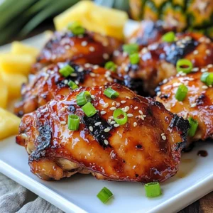 To make Huli Huli Chicken, you need these key items: - 4 chicken thighs (bone-in, skin-on for best flavor) - 1/4 cup soy sauce - 1/4 cup brown sugar - 1/4 cup pineapple juice - 2 tablespoons apple cider vinegar - 2 tablespoons ketchup - 1 tablespoon garlic, minced - 1 tablespoon fresh ginger, grated - 1 teaspoon sesame oil - 1/4 teaspoon black pepper - 1/4 teaspoon red chili flakes These ingredients work together to create a sweet and savory marinade. The chicken absorbs all those great flavors. You can add more taste with these extras: - Fresh cilantro for garnish - Pineapple wedges for serving - Green onions for garnish - Sesame seeds for garnish These items add a pop of color and an extra layer of taste. They help make your dish feel festive and fresh. You will need some tools to get started: - Mixing bowl for the marinade - Whisk for blending - Resealable plastic bag or shallow dish for marinating - Grill for cooking the chicken - Meat thermometer to check doneness - Platter for serving Having the right tools makes cooking easier. You will enjoy the process more when you're well-prepared. {{ingredient_image_1}} To start, gather your ingredients. You need: - 1/4 cup soy sauce - 1/4 cup brown sugar - 1/4 cup pineapple juice - 2 tablespoons apple cider vinegar - 2 tablespoons ketchup - 1 tablespoon garlic, minced - 1 tablespoon fresh ginger, grated - 1 teaspoon sesame oil - 1/4 teaspoon black pepper - 1/4 teaspoon red chili flakes In a mixing bowl, combine the soy sauce, brown sugar, pineapple juice, apple cider vinegar, and ketchup. Add the minced garlic, grated ginger, sesame oil, black pepper, and red chili flakes. Whisk everything together until the sugar dissolves. This marinade will give your chicken a sweet and savory flavor. Next, take your chicken thighs. You can use bone-in, skin-on thighs for the best taste. Place them in a resealable plastic bag or a shallow dish. Pour the marinade over the chicken. Make sure each piece is well coated. Seal the bag or cover the dish, then put it in the fridge. Marinate for at least 2 hours, but overnight is better. This step is key for deep flavor. When you are ready to cook, preheat your grill to medium-high heat. Take the chicken out of the marinade. Let any excess marinade drip off and discard the leftover marinade. Place the chicken on the grill, skin-side down. Grill for about 6-7 minutes until the skin is crispy and charred. Flip the chicken and grill for another 6-7 minutes. Make sure the internal temperature reaches 165&deg;F (75&deg;C) for safe eating. Once done, remove the chicken from the grill. Let it rest for a few minutes before slicing. Serve it on a platter, garnished with green onions and sesame seeds. Enjoy this juicy, flavorful dish! To get those stunning grill marks, preheat your grill to medium-high. This heat helps create a nice sear on the chicken. Place the chicken on the grill skin-side down. Don't move it for about 6-7 minutes. This time allows the skin to crisp up. After that, flip the chicken using tongs. You can repeat this step on the other side. Marinating is key for great flavor. I suggest using a resealable bag for easy coating. Pour the marinade over the chicken thighs. Ensure each piece is well coated. Seal the bag tight and let it sit in the fridge. Two hours is good, but overnight gives the best taste. This extra time allows the flavors to soak in deep. To ensure your chicken is safe to eat, check the internal temperature. Use a meat thermometer to check the thickest part. It should read 165&deg;F or 75&deg;C. If you don&rsquo;t have a thermometer, cut into the chicken. The juices should run clear, and the meat should no longer be pink. After grilling, let the chicken rest for a few minutes. This helps keep it juicy and flavorful. Pro Tips Marinate Longer for Flavor: For the best flavor, marinate the chicken overnight. This allows the flavors to penetrate deeply into the meat. Grill Temperature Matters: Ensure your grill is preheated to medium-high. This helps in achieving a crispy skin while cooking the chicken evenly. Rest Your Chicken: After grilling, let the chicken rest for a few minutes before slicing. This helps retain its juices, making it more tender and flavorful. Garnish Creatively: Enhance presentation by serving the chicken on a banana leaf with pineapple wedges and fresh cilantro for an authentic tropical feel. {{image_2}} You can use other chicken cuts for Huli Huli Chicken. Chicken breasts work well if you want less fat. They will cook faster, so keep an eye on them. Drumsticks or wings also add great flavor. Bone-in pieces give more taste, while skin-on helps with crispiness. You should adjust cooking times based on the cut you choose. You can make a tasty vegetarian or vegan version. Try using tofu or tempeh instead of chicken. Both soak up flavor well. Use the same marinade for these substitutes. Grilling gives them a nice char and texture. You can also use portobello mushrooms for a hearty option. They add a rich taste and meaty texture. You can boost the flavor of your Huli Huli Chicken. Add fresh herbs like cilantro or basil for a pop of freshness. Lime juice gives a nice tang. For heat, try adding more red chili flakes or hot sauce. Pineapple chunks on the grill add a sweet touch. You can even mix in a bit of coconut milk for a creamy twist. Feel free to get creative with your flavors! To store your Huli Huli chicken, let it cool first. Place it in an airtight container. You can keep it in the fridge for up to three days. Make sure to seal the container well to keep it fresh. When you&rsquo;re ready to eat, reheat the chicken gently. The best way is in the oven at 350&deg;F. Cover it with foil to keep it from drying out. Heat for about 15 minutes or until it&rsquo;s warm. You can also use a microwave. Just heat in short bursts to avoid overcooking. If you want to save some for later, freezing is a great option. Wrap the chicken tightly in plastic wrap, then place it in a freezer bag. You can freeze it for up to three months. When you&rsquo;re ready to enjoy, thaw it in the fridge overnight before reheating. Huli Huli Chicken is a Hawaiian dish made with marinated chicken thighs. The chicken gets its sweet and savory flavor from a mix of soy sauce, brown sugar, and pineapple juice. The name "Huli Huli" means "turn, turn" in Hawaiian, referring to how you flip the chicken on the grill. This dish is juicy, flavorful, and perfect for summer cookouts. Yes, you can! If you want to cook Huli Huli Chicken in the oven, preheat it to 400&deg;F (200&deg;C). Place the marinated chicken on a baking sheet. Bake for about 30-35 minutes. Make sure the chicken reaches 165&deg;F (75&deg;C) inside. The skin may not get as crispy, but it will still be tasty. To check if the chicken is done, use a meat thermometer. The internal temperature should reach 165&deg;F (75&deg;C). If you don't have a thermometer, cut into the thickest part of the chicken. The juices should run clear, not pink. Huli Huli Chicken pairs well with many sides. Here are some ideas: - Coconut rice - Grilled vegetables - Fresh pineapple slices - Coleslaw - Mixed green salad These sides add freshness and balance to the meal. Enjoy your delicious Huli Huli Chicken! This blog covers Huli Huli chicken from start to finish. You learned about key ingredients, the best marinating methods, and tips for grilling. I shared ideas for variations and how to store your leftovers. Remember, the right tools and practices make a big difference. This dish can impress your friends and family easily. Enjoy trying new flavors, cooking styles, and sharing meals. You can turn a simple recipe into a memorable feast. Happy cooking!