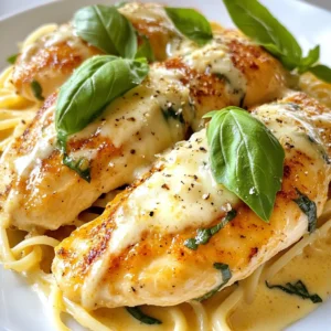 - 4 boneless, skinless chicken breasts - 1 tablespoon olive oil - 3 cloves garlic, minced - 1 cup heavy cream - 1 cup fresh basil leaves, chopped - 1 tablespoon lemon juice - 1 teaspoon salt - 1/2 teaspoon black pepper - 1/2 teaspoon red pepper flakes (optional for heat) - 1/4 cup grated Parmesan cheese - Cooked pasta or rice (for serving) You can swap chicken breasts for thighs. They add richer flavor. Use coconut milk instead of heavy cream for a lighter option. If you don’t have fresh basil, use 2 teaspoons of dried basil. For a dairy-free version, try nutritional yeast instead of Parmesan cheese. When measuring basil, pack the leaves for a stronger taste. If you use a liquid measuring cup for cream, pour slowly to avoid spills. A kitchen scale can help if you want precise weights. For lemon juice, roll the lemon on the counter to get more juice out. {{ingredient_image_1}} First, grab a large skillet. Heat one tablespoon of olive oil over medium heat. Place the four chicken breasts in the skillet. Season them with one teaspoon of salt, half a teaspoon of black pepper, and red pepper flakes if you like some heat. Cook the chicken for about five to seven minutes on each side. Look for a nice golden brown color. Make sure the chicken is cooked through. Once done, take the chicken out and set it aside. In the same skillet, add three minced garlic cloves. Sauté them for about one minute until they smell great. Next, pour in one cup of heavy cream. Bring it to a gentle simmer. Stir in one cup of chopped fresh basil leaves, one tablespoon of lemon juice, and a quarter cup of grated Parmesan cheese. Mix well and let it simmer for three to four minutes. You want the sauce to thicken a little. Now, return the cooked chicken to the skillet. Coat the chicken in the creamy basil sauce. Cook it for two to three more minutes to heat everything through. This step packs flavor into the chicken. Serve the chicken over cooked pasta or rice. Don’t forget to spoon some extra sauce on top! To cook chicken perfectly, start with even-sized pieces. This helps them cook evenly. I recommend using boneless, skinless chicken breasts. They stay juicy and tender. Season the chicken well with salt and pepper. Heat olive oil in a skillet over medium heat. Cook the chicken for about 5-7 minutes on each side. Look for a golden-brown color. Use a meat thermometer to check for doneness. The internal temperature should reach 165°F. This ensures your chicken is safe and delicious. A creamy basil sauce should be smooth and rich. Start by sautéing garlic in the same skillet. This adds flavor to the sauce. When you pour in the heavy cream, bring it to a gentle simmer. Stir often to prevent burning. Add chopped basil and lemon juice to enhance the taste. If the sauce is too thick, add a splash of chicken broth or pasta water. If it’s too thin, let it simmer longer. The sauce will thicken as the cheese melts in. Aim for a velvety texture that clings to the chicken. Presentation matters when serving chicken in basil cream sauce. Serve it over a bed of cooked pasta or rice. This adds color and texture to your plate. Spoon extra sauce over the chicken for a tasty touch. Garnish with fresh basil leaves for a pop of color. A sprinkle of Parmesan cheese adds a nice finishing touch. For a zesty kick, add lemon wedges on the side. This dish looks beautiful and tastes even better! Pro Tips Use Fresh Basil: Fresh basil adds a vibrant flavor to the dish. If you can, use it instead of dried basil for the best results. Adjust Creaminess: If you prefer a lighter sauce, you can substitute half of the heavy cream with chicken broth for a delicious balance. Perfectly Cooked Chicken: Use a meat thermometer to ensure your chicken reaches an internal temperature of 165°F (75°C) for safety and moisture. Garnishing Ideas: For an extra pop of flavor, consider garnishing your dish with toasted pine nuts or a drizzle of balsamic reduction. {{image_2}} You can add vegetables to this dish for more taste. Try adding spinach, tomatoes, or bell peppers. These veggies pair well with the creamy sauce. Just sauté them in the skillet before adding the cream. They add color and nutrition. You can also use zucchini or asparagus for a fresh twist. If you want a change from chicken, swap in shrimp or tofu. Shrimp cooks quickly and adds a seafood touch. Tofu is a great plant-based option. Just make sure to press the tofu to remove extra water. This way, it absorbs the sauce better. Both options work well with the creamy basil flavor. To change the heat level, play with spices. If you like it spicy, add more red pepper flakes. For a milder dish, skip the flakes. You can also use a pinch of cayenne pepper for extra heat. Alternatively, adding a touch of smoked paprika gives a nice flavor without much heat. Customize it to suit your taste! To store leftovers, let the chicken cool down first. Place the chicken and sauce in an airtight container. This keeps it fresh longer. You can store it in the fridge for up to three days. Be sure to cover it well to prevent drying out. When you want to reheat, use a skillet. Heat it over medium-low heat. Add the chicken with sauce and warm it gently. Stir often to avoid burning. You can also microwave it. Place it in a microwave-safe dish and cover it. Heat in short bursts until it's hot. Always check the center is warm. To freeze the dish, let it cool completely. Transfer the chicken and sauce to a freezer-safe container. Seal it tightly to prevent freezer burn. It can last up to three months in the freezer. When ready to eat, thaw it overnight in the fridge. Then, reheat as above before serving. Yes, you can use dried basil. It will change the flavor a bit. Use about one teaspoon of dried basil for every tablespoon of fresh. Dried herbs are stronger, so start small. Add it to the cream sauce early, so it has time to soften. Fresh basil gives a bright taste, but dried works in a pinch. This dish pairs well with pasta or rice. These sides soak up the creamy sauce. You can also serve it with a fresh salad. Garlic bread is a nice touch too. Roasted veggies add crunch and color. Choose sides that balance the creamy sauce for a full meal. Chicken in Basil Cream Sauce lasts about three to four days in the fridge. Store it in an airtight container to keep it fresh. If you want to enjoy it later, make sure to reheat it well. Just heat it on low to avoid drying it out. This post covered the key ingredients, cooking steps, and tips for a delicious Chicken in Basil Cream Sauce. I shared ways to swap ingredients and enhance flavor with optional veggies or proteins. You also learned how to store and reheat leftovers. My final thought: with simple steps and a few tweaks, you can make this dish your own. Enjoy cooking and sharing this tasty meal with others!