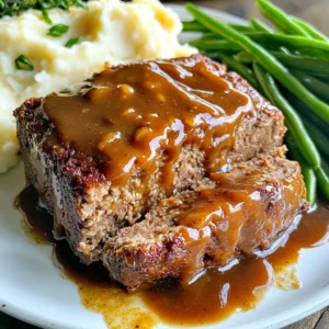 For this meatloaf, I use 1 1/2 lbs of ground beef. Ground beef gives the meatloaf a rich flavor. You can mix in other meats like pork or turkey to change the taste. Just make sure the total weight stays the same. This helps the meatloaf keep its shape and texture. You need 1 cup of breadcrumbs for binding. Breadcrumbs help hold the meatloaf together. I like to use plain or seasoned crumbs. You will also need 1/2 cup of milk and 1 large egg. The milk adds moisture, and the egg acts like glue. These two ingredients make the meatloaf soft and tender. Flavor is key! You will use a few simple seasonings. First, add 1/4 cup of ketchup for sweetness. Then, chop 1 small onion and mince 2 cloves of garlic. These will boost the flavor. For seasoning, use 2 tablespoons of Worcestershire sauce, 1 teaspoon of dried thyme, 1 teaspoon of salt, and 1/2 teaspoon of black pepper. These ingredients layer flavors and enhance the overall taste. Finally, add 1 tablespoon of olive oil for richness. {{ingredient_image_1}} Start by preheating your oven to 350&deg;F (175&deg;C). In a large bowl, mix the ground beef, breadcrumbs, and milk. Add ketchup, finely chopped onion, minced garlic, and a large egg. Then, pour in Worcestershire sauce, dried thyme, salt, and black pepper. Mix everything until just combined. Don&rsquo;t overmix; this keeps the meatloaf soft. Once mixed, shape the meat into a loaf. Place it in a greased baking dish or on a lined baking sheet. Bake the meatloaf in the preheated oven for about 1 hour. Use a meat thermometer to check if it reaches 160&deg;F (70&deg;C). This step is key for safe eating. While it bakes, the kitchen fills with a lovely aroma. After baking, let the meatloaf rest for 10 minutes. This helps it keep its juices. Slice it carefully for the best presentation. While the meatloaf bakes, prepare the brown gravy. In a saucepan, melt 2 tablespoons of butter over medium heat. Stir in 2 tablespoons of all-purpose flour. Cook for 1-2 minutes until it turns a nice golden brown. Gradually whisk in 2 cups of beef broth. Bring this mixture to a simmer. Cook for about 5-7 minutes, stirring often, until the gravy thickens. Season with salt and pepper to taste. Once your meatloaf is ready, serve it warm. Drizzle the brown gravy over the top for a comforting touch. Enjoy every bite! To get the best meatloaf texture, mix the meat gently. Overmixing can make it tough. Use a light touch when combining ingredients. The right amount of moisture is key. Breadcrumbs and milk help hold it together. You want it moist but not soggy. A good rule is to shape the loaf into a nice, firm shape. This helps it hold together while baking. To boost the flavor, add your favorite veggies or spices. Diced bell peppers or carrots can add sweetness and crunch. You can also mix in some herbs like parsley or basil. For a kick, try adding a bit of hot sauce. You can even use different cheeses for extra richness. This is your chance to make the meatloaf your own. Just make sure not to add too much, or it could affect the texture. The gravy should be smooth and rich. To get this, whisk the flour well with the butter. Cook it until it turns a light brown color. This gives the gravy depth. Gradually add the beef broth while whisking. This helps avoid lumps. If the gravy is too thick, add more broth or water. For a thinner gravy, keep stirring until you reach the right consistency. Taste and adjust the salt and pepper to fit your liking. Pro Tips Use a Meat Thermometer: To ensure your meatloaf is cooked perfectly, use a meat thermometer. The internal temperature should reach 160&deg;F (70&deg;C) for safe consumption. Add Moisture: If your meatloaf mixture seems dry, consider adding more milk or even a bit of beef broth. This will help keep the meatloaf tender and juicy. Let it Rest: After baking, let the meatloaf rest for about 10 minutes before slicing. This allows the juices to redistribute, making for a more flavorful and moist slice. Customize Your Seasonings: Feel free to experiment with different herbs and spices in the meat mixture. Adding herbs like parsley or Italian seasoning can elevate the flavor profile. {{image_2}} You can add veggies to your meatloaf for extra flavor and nutrition. Carrots, bell peppers, and zucchini work well. Chop them finely so they blend in nicely. You can also use frozen mixed veggies. Just thaw and drain them before adding. This makes each bite colorful and tasty. If you want to switch up the meat, try using ground turkey or chicken. These options can make the dish lighter. You can also use plant-based proteins, like lentils or chickpeas, for a vegetarian version. Just mash them well and mix with the other ingredients for great results. The brown gravy is classic, but you can try other flavors. For a mushroom gravy, add saut&eacute;ed mushrooms and onions to your broth. For a tangy twist, mix in some BBQ sauce. You can also try a spicy gravy with hot sauce or chili powder. Each variation gives the meatloaf a new taste. To store leftover meatloaf, let it cool first. Wrap it tightly in plastic wrap or aluminum foil. You can also place it in an airtight container. Store it in the fridge for up to four days. This keeps it fresh and tasty for later meals. When you&rsquo;re ready to enjoy your meatloaf again, preheat your oven to 350&deg;F (175&deg;C). Place slices on a baking dish. Cover them with foil to keep them moist. Heat for about 20 minutes or until warm. You can also microwave slices on a plate. Heat for 1-2 minutes, checking often to avoid overcooking. Freezing meatloaf is a great way to save it for later. After it cools, slice it into portions. Wrap each slice in plastic wrap, then place them in a freezer bag. Remove as much air as possible. Store meatloaf in the freezer for up to three months. For the gravy, let it cool, then transfer it to a freezer-safe container. It can also last up to three months. When you&rsquo;re ready, thaw both overnight in the fridge before reheating. Yes, you can use other meats for meatloaf. Ground turkey, chicken, or pork work well. Each meat gives a different flavor and look. Mixing meats can add depth. For a leaner option, turkey is great. Just remember, cooking times may vary with different meats. You can substitute breadcrumbs with crushed crackers or oats. Both options work well in meatloaf. If you want a gluten-free choice, try almond flour. All these options hold moisture and help bind the meat. Just keep the same amount as breadcrumbs for best results. The meatloaf is done when it reaches 160&deg;F (70&deg;C) inside. Use a meat thermometer to check the temperature. If you don't have one, look for clear juices when you cut into it. Let it rest for 10 minutes before slicing. This helps keep it juicy and tender. This blog post covered how to make a great meatloaf from start to finish. You learned about key ingredients, step-by-step instructions, and useful tips for the best texture and flavor. We also explored fun variations and safe storage methods, plus answered common questions. Meatloaf is easy to adapt, making it a dish everyone can enjoy. With practice, you&rsquo;ll create your perfect meatloaf meal every time. Happy cooking!