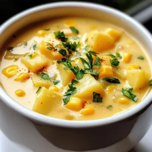 To make a delicious potato corn chowder, gather these ingredients: - 3 medium Yukon Gold potatoes, peeled and diced - 1 cup fresh or frozen corn kernels - 1 medium onion, diced - 2 cloves garlic, minced - 4 cups vegetable broth - 1 cup unsweetened coconut milk - 2 tablespoons olive oil - 1 teaspoon dried thyme - 1/2 teaspoon smoked paprika - Salt and pepper to taste - Fresh parsley or chives for garnish You can swap some ingredients for healthier options: - Use sweet potatoes instead of Yukon Gold potatoes for added vitamins. - Replace coconut milk with almond milk for fewer calories. - Use low-sodium vegetable broth to cut back on salt. - Add kale or spinach for extra vitamins and minerals. Each ingredient in this chowder brings great nutrition: - Yukon Gold potatoes are high in fiber and potassium. - Corn is rich in antioxidants and vitamins like B6. - Onions boost heart health and add flavor. - Garlic supports the immune system and adds depth. - Vegetable broth provides hydration with low calories. - Coconut milk delivers healthy fats and aids digestion. - Olive oil is full of good fats that are heart-healthy. - Thyme has antioxidants and can improve digestion. - Smoked paprika adds flavor without extra calories. These ingredients work together to create a tasty and nutritious meal. Enjoy! {{ingredient_image_1}} To make this chowder, we start by saut&eacute;ing the onion. Heat the olive oil in a large pot over medium heat. Add the diced onion and cook for about 5 minutes. You want the onion to soften but not brown. Next, stir in the minced garlic and cook for one more minute. This makes the kitchen smell amazing! Now, it's time to add the diced potatoes. Pour in 4 cups of vegetable broth. Bring the mixture to a boil. After boiling, lower the heat and let it simmer for about 15 minutes. You want the potatoes to be tender. Next, add in the corn, dried thyme, smoked paprika, salt, and pepper. Stir well and let it simmer for another 5 minutes. This is where the flavors start to come together. For a creamy texture, blend part of the chowder. Use an immersion blender right in the pot. If you don&rsquo;t have one, carefully pour half the soup into a blender. Blend until smooth and then return it to the pot. Finally, stir in 1 cup of coconut milk. Heat it gently until warm. Taste and adjust the seasoning as needed. To enhance the flavors in your chowder, always use fresh ingredients. Fresh corn tastes much better than canned. Also, saut&eacute;ing the onion and garlic first builds a deep flavor base. Adding smoked paprika gives a nice, smoky kick. If you want more depth, consider using homemade vegetable broth. It&rsquo;s simple to make and adds a rich taste. You can also experiment with herbs. Fresh parsley or chives as a garnish adds a pop of color and freshness. For this recipe, you will need a few key tools: - A large pot for cooking the chowder. - A wooden spoon for stirring. - An immersion blender or a regular blender. - A measuring cup for the coconut milk. - A cutting board and knife for chopping the veggies. Having the right equipment makes cooking easier and more enjoyable! To make your chowder creamier, use coconut milk or cashew cream. Both add richness without dairy. If you want a thicker chowder, blend more potatoes. You can also add a bit of cream cheese for extra smoothness. Another trick is to puree a portion of the soup. This keeps some texture while thickening the rest. Store your chowder in an airtight container. It keeps well in the fridge for up to three days. When you are ready to eat, reheat gently on the stove. Stir often to avoid burning. You can also freeze the chowder for up to two months. Just remember to leave space at the top of the container for expansion. Herbs and spices can make your chowder shine. Fresh parsley or chives add brightness at the end. Dried thyme brings depth, while smoked paprika adds a nice touch of warmth. You can also try adding a pinch of cayenne for heat. Just a little can make a big difference! Pro Tips Choose the Right Potatoes: Yukon Gold potatoes are perfect for chowder due to their creamy texture. If unavailable, you can use Russets, but they may break down more easily. Enhance Flavor with Fresh Herbs: For an aromatic boost, consider adding fresh thyme or rosemary when simmering the chowder. Fresh herbs can elevate the dish's overall flavor. Adjusting Thickness: If you prefer a thicker chowder, blend more of the soup mixture. For a lighter texture, blend less, allowing more chunky potato and corn pieces to shine through. Garnishing Tips: Fresh parsley or chives not only add a pop of color but also a fresh flavor. Consider adding a drizzle of extra coconut milk for a beautiful presentation. {{image_2}} This chowder is naturally gluten-free! You only need to use fresh ingredients. Always check that your vegetable broth is gluten-free. Some brands add gluten. You can also use corn starch to thicken it if needed. This gives a smooth texture without any gluten worries. Want to add protein? You can include beans or lentils. Chickpeas work well too. Just rinse and add them during the cooking stage. For meat lovers, diced chicken or turkey can be added. Cook the meat first, then mix it in. This boosts the chowder&rsquo;s heartiness and keeps it filling. Adding more veggies is easy! Try carrots, bell peppers, or spinach. Cut them small so they cook fast. Add them when you put in the potatoes. You can also throw in some zucchini or kale for a nutrient boost. This makes your chowder colorful and tasty while adding extra vitamins. To keep your potato corn chowder fresh, store it in an airtight container. This helps maintain flavor and texture. Let it cool to room temperature before sealing. Place the container in the fridge. It will last for about 3 to 4 days. Always check for any off smells or changes in texture before eating. Freezing chowder is a great way to save leftovers. First, let the chowder cool completely. Then, pour it into freezer-safe bags or containers. Leave some space at the top for expansion. Label each bag or container with the date. You can freeze it for up to 3 months. When ready to use, thaw it overnight in the fridge. This keeps it safe and tasty. When reheating chowder, gentle heat is key. Pour the chowder into a pot over medium heat. Stir it often to prevent sticking. If it seems too thick, add a splash of vegetable broth or water. Heat until it warms through, which should take about 10 minutes. If using a microwave, heat in short intervals. Stir between each interval to ensure even heating. Enjoy your warm and creamy chowder! You can use almond milk or cashew milk. Both give a nice creamy feel. If you want a richer taste, try heavy cream or half-and-half. For a low-calorie option, use unsweetened soy milk. Just keep in mind that each option changes the flavor a bit. Potato corn chowder lasts about 3 to 4 days in the fridge. Make sure to store it in an airtight container. If you notice any odd smell or appearance, it&rsquo;s best to toss it. Always check before reheating. Yes, you can make this chowder ahead of time. It tastes great after resting and lets flavors blend. Just follow the recipe, then cool it completely before storing. When ready to eat, reheat gently on the stove. Avoid boiling, as it can change the texture. This blog post covered key ingredients for a delicious chowder, with a complete list and healthier swaps. I shared step-by-step cooking tips for great flavor and the best tools to use. I highlighted ways to make the dish creamier and offered smart storage tips for leftovers. You can easily adapt the recipe for gluten-free diets or add protein and veggies. Lastly, I answered common questions to help you succeed. Cooking this chowder can be fun and satisfying. Enjoy every bite and share your experience!