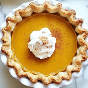 To make a classic homemade pumpkin pie, you need simple and fresh ingredients. Each one plays a key role in creating that warm, comforting flavor we all love. Here&rsquo;s what you will need: - 1 &frac34; cups pumpkin puree (canned or fresh) - 1 cup heavy cream - 3 large eggs - &frac34; cup brown sugar - &frac12; cup granulated sugar - 1 teaspoon vanilla extract - 2 teaspoons ground cinnamon - 1 teaspoon ground ginger - &frac12; teaspoon ground nutmeg - &frac14; teaspoon ground cloves - &frac12; teaspoon salt - 1 pre-made pie crust (9-inch) When you gather these ingredients, you set yourself up for success. The pumpkin puree gives the pie its rich flavor and vibrant color. Heavy cream adds a smooth texture. Eggs help bind everything together, making the filling firm and delicious. The sugars sweeten the pie, while the vanilla and spices bring in warmth and depth. Using a pre-made pie crust saves time and provides a flaky base. If you prefer, you can make your crust from scratch, which adds a personal touch. Each ingredient is essential for that classic taste, ensuring every bite is as delightful as the last. {{ingredient_image_1}} 1. Preheating the oven Start by preheating your oven to 425&deg;F (220&deg;C). This high heat helps set the crust. 2. Mixing pumpkin filling In a large bowl, whisk together 1 &frac34; cups of pumpkin puree, 1 cup of heavy cream, and 3 large eggs. Make sure it's smooth and well mixed. Next, add &frac34; cup of brown sugar, &frac12; cup of granulated sugar, and 1 teaspoon of vanilla extract. Mix these until everything is blended nicely. In a separate small bowl, combine 2 teaspoons of ground cinnamon, 1 teaspoon of ground ginger, &frac12; teaspoon of ground nutmeg, &frac14; teaspoon of ground cloves, and &frac12; teaspoon of salt. Stir this spice mixture into your pumpkin filling. Make sure there are no lumps. 1. Initial high-temperature baking Place your pre-made 9-inch pie crust in a pie dish. Pour the smooth pumpkin filling into the crust. Make sure it is even. Bake it in the preheated oven for 15 minutes. 2. Reducing temperature and final baking After the first 15 minutes, lower the oven temperature to 350&deg;F (175&deg;C). Continue to bake for another 35-40 minutes. The pie is done when the filling is set. You can check by inserting a knife into the center; it should come out clean. 1. Cooling time Once baked, remove the pie from the oven. Place it on a wire rack and let it cool for at least 1 hour. This cooling helps the filling set up nicely. 2. Presentation tips For serving, add a dollop of whipped cream on top. A sprinkle of cinnamon adds a nice touch. You can also garnish with a few pumpkin seeds or a slice of fresh pumpkin for decoration. How to avoid a soggy crust To keep your crust crisp, bake it before adding the filling. This method is called blind baking. Simply pre-bake the crust for about 10 minutes at 425&deg;F. Use pie weights or dried beans to keep it flat. This step makes a big difference! Ensuring a perfectly set filling To check if your filling is ready, insert a knife in the center. It should come out clean. If it wobbles too much, bake it a bit longer. Remember, the pie will firm up as it cools. Best time to make pumpkin pie Fall is the best time to bake pumpkin pie. That&rsquo;s when pumpkins are fresh and in season. The flavors are richer, making your pie taste even better. However, you can enjoy this pie anytime! Choosing the right pumpkin puree When picking pumpkin puree, look for 100% pumpkin. Canned or fresh both work. If using fresh, choose sugar pumpkins for the best flavor. They are sweeter and smoother than larger pumpkins. Homemade whipped cream recipe For a quick whipped cream, beat 1 cup of heavy cream with 2 tablespoons of sugar. Whip until soft peaks form. This cream pairs perfectly with pumpkin pie. Dairy-free options If you prefer a dairy-free option, try coconut cream. Chill a can of coconut milk overnight. Scoop out the cream and whip it. It adds a lovely tropical twist to your pie! Pro Tips Use Fresh Pumpkin: If possible, use fresh pumpkin instead of canned for a more vibrant flavor. Roast the pumpkin, scoop out the flesh, and pur&eacute;e it for the best results. Check for Doneness: To ensure your pie is perfectly set, insert a knife in the center. If it comes out clean, your pie is ready; if not, bake a little longer. Cool Properly: Allow the pie to cool completely on a wire rack. This helps set the filling and makes slicing easier. Experiment with Spices: Feel free to adjust the spices to your taste! Adding a pinch of cardamom or allspice can give your pie a unique twist. {{image_2}} You can add a twist to your pumpkin pie with flavors. Try adding chocolate chips for a rich, sweet touch. This will give your pie a fun texture and a hint of chocolate. You can also make a maple or honey sweetened version. This will give your pie a lovely, warm flavor. Use pure maple syrup or honey to sweeten the filling. Each option makes the pie more unique and tasty. Not everyone can eat regular pie crust. For those who need gluten-free options, look for gluten-free pie crusts at stores. You can also make your own with almond flour or coconut flour. If you want something different, try a graham cracker crust. Just crush the graham crackers and mix them with melted butter. You can also use nuts to create a nut-based crust. This adds flavor and crunch to your pie. Serving your pie can be a delight. Pair it with a scoop of vanilla ice cream or drizzle warm caramel sauce on top. This adds creaminess and sweetness to each bite. For a festive touch, serve slices with whipped cream and a sprinkle of cinnamon. You can also add a few pumpkin seeds or a slice of fresh pumpkin on the side. These little details make your pie look and taste amazing! - Best practices for refrigeration After cooling, cover your pumpkin pie with plastic wrap. This keeps it fresh and moist. Store it in the fridge for the best taste. Try to eat the pie within four days. - How to freeze pumpkin pie If you want to save your pie longer, freeze it. Wrap it well in plastic wrap and then in foil. This helps avoid freezer burn. Your pie can last up to three months in the freezer. Thaw it overnight in the fridge before serving. - How long does pumpkin pie last in the fridge? Pumpkin pie lasts about four days in the fridge. Make sure to keep it covered to maintain freshness. - Signs of spoilage Check for a bad smell or mold. If the pie looks watery or has a strange texture, it&rsquo;s best to throw it out. Trust your senses; if it seems off, don&rsquo;t eat it. Yes, you can use fresh pumpkin! To prepare fresh pumpkin, follow these steps: - Choose a sugar pumpkin, which is sweet and smooth. - Cut it in half and scoop out the seeds. - Roast the halves in the oven at 350&deg;F for about 45 minutes, or until soft. - Let it cool, then scoop out the flesh and puree it in a blender or food processor. Fresh pumpkin gives a lovely flavor. It might take more time, but the taste is worth it! You can serve pumpkin pie both ways! Some love it warm, right from the oven. Others prefer it chilled after a few hours in the fridge. It&rsquo;s all about your taste! Warm pie has a cozy feel, while cold pie is refreshing. Try both and see what you like best! To check if your pumpkin pie is done, look for these signs: - The edges should be set, and the center will look slightly wobbly. - Insert a knife into the center; it should come out clean. - If the filling jiggles too much, it needs more time in the oven. These tips will help you bake a perfect pie every time! Making pumpkin pie is simple and fun. You learned about key ingredients, step-by-step baking, and helpful tips. The variations let you be creative, while storage info helps keep your pie fresh. Remember, you can use fresh pumpkin, and serving it warm or cold depends on your taste. Enjoy making this classic dessert, and don&rsquo;t be afraid to experiment. Each pie you bake is a chance to share joy with friends and family. Happy baking!