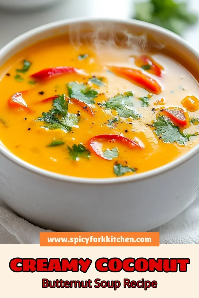 Discover the deliciousness of Coconut Butternut Soup with this easy Red Pepper Soup recipe! This creamy coconut soup is a perfect healthy vegetable soup that’s vegan-friendly. Made with butternut squash, red bell peppers, and rich coconut milk, it's both nutritious and satisfying. Enjoy a bowl of comfort today! Save this recipe for meal prep or cozy dinners. #CoconutButternutSoup #RedPepperSoupRecipe #VeganButternutSquashSoup #HealthyVegetableSoup