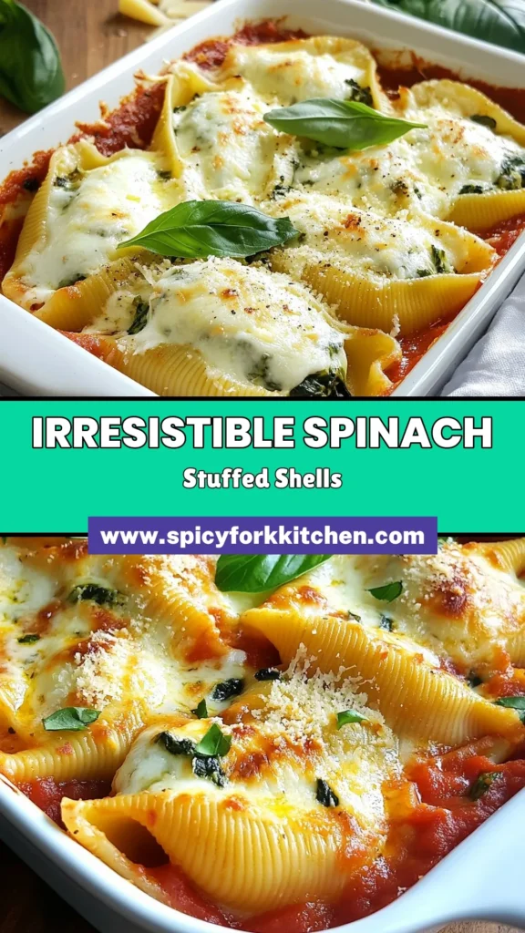 Indulge in these delightful Spinach Ricotta Shells, perfect for any meal! This stuffed pasta recipe showcases creamy ricotta and fresh spinach, layered with homemade marinara sauce for a scrumptious vegetarian pasta dish. Baked to perfection, these Spinach Ricotta Shells are a family favorite. Discover how easy it is to create this dish and delight your taste buds. Save this recipe for later and treat yourself! #SpinachRicottaShells #StuffedPastaRecipe #VegetarianPastaDishes #BakedPastaWithSpinach