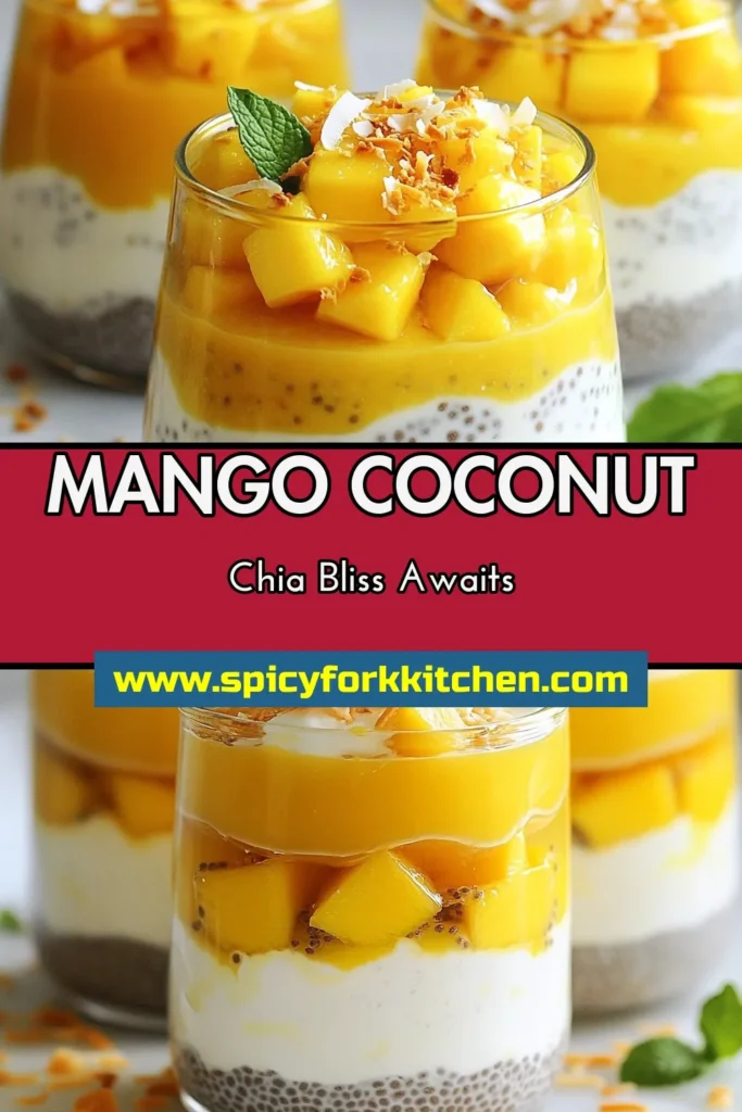 Indulge in a refreshing Mango Coconut Chia Pudding that’s as healthy as it is delicious! This healthy chia pudding recipe combines creamy coconut milk with nutritious chia seeds for a delightful chia seed dessert. Perfect as a vegan mango pudding, it’s easy to prepare and makes a beautiful addition to any meal. Treat yourself to this coconut milk chia pudding and explore wholesome dessert options. Save this recipe for later! #ChiaPudding #VeganDessert #HealthySnacks #MangoRecipes