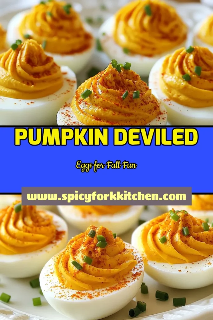 Get ready to impress your guests with these Pumpkin Patch Deviled Eggs! Perfect for Halloween appetizer recipes, these easy deviled eggs blend rich pumpkin flavors for a fall-themed snack that's ideal for any party. With just a few simple steps, you can create a delicious addition to your pumpkin recipes for parties that everyone will love. Try this tasty Pumpkin Deviled Eggs recipe today! Save for later! #PumpkinDeviledEggs #HalloweenSnack #FallRecipes #EasyAppetizers
