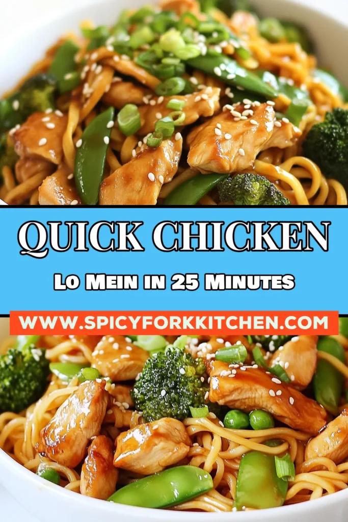 Enjoy this quick chicken lo mein that comes together in just 30 minutes! This easy lo mein recipe features tender chicken stir fry with vibrant veggies and savory lo mein noodles. Perfect for busy weeknights, this flavorful dish is a favorite for families. Discover how to make this delicious chicken lo mein recipe and make mealtime a breeze. Save this recipe for your next dinner! #QuickChickenLoMein #EasyLoMeinRecipe #ChickenStirFry #30MinuteMeals