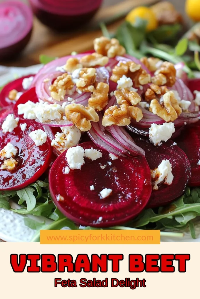 Discover this vibrant beet feta salad recipe that combines roasted beets, creamy feta, and fresh arugula for a nutritious twist! This healthy beet salad is perfect for any occasion and is easy to prepare, making it one of the best easy salad recipes. Elevate your meals with this arugula salad with feta that bursts with flavor and color. Save this recipe now for a fresh and delicious roasted beet salad! #BeetFetaSalad #HealthySalad #EasyRecipes #SaladLovers