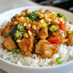 - 1.5 lbs boneless, skinless chicken thighs, chopped into bite-sized pieces - 1/4 cup low-sodium soy sauce - 2 tablespoons rice vinegar - 1 tablespoon hoisin sauce - 2 tablespoons sesame oil - 3 cloves garlic, minced - 1 inch ginger, grated - 1/4 teaspoon red pepper flakes (adjust to taste) - 1/2 cup roasted unsalted peanuts - 1 bell pepper (red or green), chopped - 1/2 cup green onions, sliced - 1 cup broccoli florets - Salt and pepper to taste - Cooked jasmine rice, for serving When I choose ingredients, I look for bright colors and firm textures. For chicken, I prefer thighs. They stay juicy and tender during cooking. Check the sell-by date for freshness. For veggies, pick bell peppers that are smooth and shiny. Fresh broccoli should be bright green and crisp. This ensures your dish tastes great and looks vibrant. If you can't find chicken thighs, chicken breast works too. Just remember, it may dry out faster. For the soy sauce, coconut aminos can be a good swap for a lighter flavor. If you want to skip peanuts, try cashews or sunflower seeds for crunch. These changes can still keep your meal tasty and fun! {{ingredient_image_1}} To start, grab a large bowl. Mix together the following ingredients: - 1/4 cup low-sodium soy sauce - 2 tablespoons rice vinegar - 1 tablespoon hoisin sauce - 2 tablespoons sesame oil - 3 cloves garlic, minced - 1 inch ginger, grated - 1/4 teaspoon red pepper flakes Stir these well. This mix creates a tasty marinade that adds flavor to the chicken. Next, take your 1.5 lbs of boneless, skinless chicken thighs. Chop them into bite-sized pieces. Add them to the marinade. Make sure every piece is covered. Cover the bowl and let it sit for at least 30 minutes. If you have time, let it sit overnight in the fridge. This makes the chicken even more flavorful. Now it&rsquo;s time for the crockpot. Transfer the marinated chicken to your crockpot. Pour in all the marinade too. Add these ingredients: - 1 chopped bell pepper - 1 cup broccoli florets - 1/2 cup of sliced green onions (reserve half for later) Gently mix everything together. Cover the crockpot and set it to cook. You can cook it on low for 6-7 hours or on high for 3-4 hours. When it's ready, the chicken will be tender and juicy. About 30 minutes before serving, add in the 1/2 cup of roasted peanuts. Taste it and add salt and pepper as needed. Serve your Kung Pao Chicken over steamed jasmine rice, garnishing with the reserved green onions. Enjoy! To make your Crockpot Kung Pao Chicken taste great, start with the marinade. Mix the soy sauce, rice vinegar, hoisin sauce, sesame oil, garlic, ginger, and red pepper flakes in a bowl. This blend brings out rich flavors. Let the chicken soak in the marinade. The longer it sits, the better it tastes. If you can, marinate it overnight. This step adds depth to every bite. Overcooking can turn your chicken dry and tough. Use a meat thermometer to check the chicken. It should reach 165&deg;F for safe eating. If you cook on low, aim for 6-7 hours. If you use high, set the timer for 3-4 hours. Stir in the peanuts about 30 minutes before serving. This keeps them crunchy and flavorful. Serving your Kung Pao Chicken over fluffy jasmine rice is a must. The rice soaks up the sauce, making every bite delightful. You can also add a sprinkle of green onions on top for a fresh touch. If you want a little crunch, serve with extra roasted peanuts on the side. You can pair this dish with a light salad or steamed veggies for a balanced meal. Pro Tips Marinate for Maximum Flavor: Allow the chicken to marinate for at least 30 minutes, but for the best flavor, marinate it overnight in the fridge. Adjust Heat Level: Modify the amount of red pepper flakes according to your spice preference; start with a small amount and increase as desired. Vegetable Variations: Feel free to add or substitute other vegetables like snap peas, carrots, or mushrooms for a different texture and flavor. Peanut Allergy Caution: If you have a peanut allergy, substitute the peanuts with sunflower seeds or omit them entirely for a nut-free version. {{image_2}} You can easily make a vegetarian version of Kung Pao Chicken. Use tofu instead of chicken. Firm tofu works best. First, press the tofu to remove extra water. Cut it into cubes. Then, marinate it just like the chicken. This will give it great flavor. You can also use tempeh for a nutty taste. Both options will soak up the sauce well. If you like heat, you can make it spicier. Start with the red pepper flakes. Use more than 1/4 teaspoon if you dare! You can also add fresh chopped chili peppers. Thai bird's eye chili peppers are great for this. Another option is to add Sriracha sauce at the end for an extra kick. Just stir it in before serving. Feel free to change the veggies in your Kung Pao dish. Snow peas and carrots add crunch and color. You can also use zucchini or snap peas for a fresh taste. Just remember to cut them into small pieces. This helps them cook evenly. Mixing and matching vegetables keeps the dish exciting and fun! After enjoying your meal, let the leftovers cool down. Place the Kung Pao Chicken in an airtight container. Make sure to seal it tightly to keep it fresh. Store it in the fridge. It will stay good for about 3 to 4 days. If you have extra rice, store it in a separate container. When you&rsquo;re ready to eat the leftovers, you can reheat them easily. Use the microwave for a quick option. Place the chicken on a microwave-safe plate. Cover it with a damp paper towel to keep moisture in. Heat it for 1 to 2 minutes, stirring halfway. If you prefer the stove, use a pan on low heat. Stir often to warm it evenly. If you want to keep Kung Pao Chicken for a long time, freezing is a great option. First, let it cool completely. Then, put it in a freezer-safe bag or container. Make sure to remove as much air as possible. Label it with the date. You can freeze it for up to 3 months. When you want to eat it, thaw it in the fridge overnight before reheating. To make Crockpot Kung Pao Chicken gluten-free, swap regular soy sauce for gluten-free soy sauce. Many brands offer a great taste that fits your diet. Also, check your hoisin sauce. Some brands use wheat, so look for a gluten-free version. This small change allows everyone to enjoy this tasty dish. Yes, you can use chicken breast instead of thighs. Chicken breast is leaner and cooks well in the crockpot. Just make sure to cut it into bite-sized pieces. The cooking time stays the same, so your meal will still be quick and easy. Crockpot Kung Pao Chicken pairs well with jasmine rice. The rice soaks up the sauce and adds flavor. You can also add a side of steamed veggies for extra color and nutrition. If you want a crunch, try serving it with some crispy wontons or spring rolls. In this blog post, we covered the key ingredients and how to select fresh ones. I shared step-by-step instructions, from making the marinade to loading the crockpot. We also discussed cooking tips to boost flavor and prevent overcooking. Variations included vegetarian options and spice adjustments. Finally, I provided storage tips to help you save leftovers. Remember, using fresh ingredients and understanding cooking techniques can make your dish shine. Enjoy your cooking adventure and feel free to experiment!