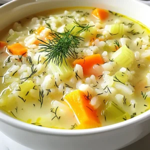 To make Greek lemon rice soup, you need simple, fresh ingredients. Here's what you will gather: - 1 cup long-grain rice (like basmati or jasmine) - 8 cups vegetable broth - 4 large eggs - 1/2 cup fresh lemon juice (about 3-4 lemons) - Zest from 1 lemon - 1 cup diced carrots - 1 cup diced celery - 1 medium chopped onion - 2 tablespoons olive oil - Salt and freshly cracked pepper, to taste - Fresh dill or parsley for garnish These ingredients come together to create a soup that is both warming and bright. Garnishes add a lovely touch to your soup. Here are some great options: - Extra lemon slices - More fresh dill or parsley - A sprinkle of paprika for color These garnishes make your soup look appealing and add extra flavor. You can easily adjust this recipe for different diets. Here are some ideas: - Rice: Swap long-grain rice for quinoa for a gluten-free option. - Broth: Use chicken broth if you prefer a meatier flavor. - Eggs: For a vegan version, try using silken tofu blended with lemon juice. - Vegetables: Add or swap in veggies like spinach or peas for more nutrients. These swaps help you enjoy this dish no matter your dietary needs. {{ingredient_image_1}} First, gather your vegetables. You need onions, carrots, and celery. Dice one cup of carrots and one cup of celery. Chop one medium onion. In a large pot, heat two tablespoons of olive oil over medium heat. Add the chopped onion, carrots, and celery. Saut&eacute; these for about five to seven minutes. You want them to soften and become fragrant. Next, rinse one cup of long-grain rice under cold water. This step helps remove excess starch. Once the water runs clear, add the rinsed rice to the pot. Stir for about one minute to coat the rice in olive oil. Then, pour in eight cups of vegetable broth. Bring this to a boil. After boiling, reduce the heat to low, cover, and let it simmer for about 15 to 20 minutes. The rice should be tender by then. While the rice cooks, prepare the egg mixture. In a mixing bowl, whisk together four large eggs, half a cup of fresh lemon juice, and the zest from one lemon. This adds great flavor. Once the rice is ready, take the pot off the heat. Slowly ladle a cup of the warm broth into the egg-lemon mixture. Whisk continuously to temper the eggs. This step is key to avoiding scrambled eggs in your soup. Gradually stir this mixture back into the pot, keeping the heat low. Stir until the soup thickens a bit, and then season with salt and freshly cracked pepper to taste. To get the right texture in Greek lemon rice soup, focus on the rice. Use long-grain rice, like basmati or jasmine, for a light feel. Rinse the rice well to remove excess starch. This helps keep it fluffy. When cooking, don&rsquo;t rush. Let the rice simmer in the broth until it&rsquo;s tender. Stir gently while adding the egg mixture to avoid lumps. A smooth, creamy soup is your goal. Fresh herbs can elevate your soup's taste. Dill and parsley add bright notes. Add them at the end for the best flavor. You can also mix them in before serving. Feel free to experiment with other herbs like mint for a twist. Just remember, fresh is key. Dried herbs do not pack the same punch. If you have soup left, store it in an airtight container. Keep it in the fridge for up to three days. To reheat, warm it gently on the stove. Add a splash of broth if it thickens too much. Avoid freezing, as the eggs can change texture. This way, you keep the soup tasty for your next meal. Pro Tips Rinse the Rice: Always rinse your rice under cold water before cooking to remove excess starch, which helps achieve a fluffier texture. Tempering the Eggs: When adding the egg mixture to the soup, be sure to temper the eggs by gradually mixing in warm broth to prevent them from scrambling. Adjusting Consistency: If you prefer a thicker soup, allow it to simmer a bit longer after adding the egg mixture until it reaches your desired consistency. Herb Variations: Experiment with different herbs like mint or basil for a unique flavor twist that complements the lemon in the soup. {{image_2}} You can easily add protein to Greek lemon rice soup. Chicken is a great choice. Use cooked, shredded chicken for quick prep. Add it when you mix the egg and lemon. Tofu is perfect for a vegetarian option. Use firm tofu, cut into small cubes. Saut&eacute; it with the veggies for added flavor. This gives the soup a hearty touch. You can make this soup vegetarian or vegan with a few swaps. Instead of chicken broth, use vegetable broth. For a vegan version, skip the eggs. Use silken tofu mixed with lemon juice for creaminess. Blend the tofu until smooth. This keeps the soup rich and flavorful without eggs. You still get that signature lemon taste. While long-grain rice is classic, you can try other grains too. Quinoa is a great gluten-free option. It cooks quickly and adds protein. Or use farro for a nutty flavor and chewy texture. Adjust cooking times as needed. Each grain brings its own twist to this comforting soup. Experiment and find your favorite! Greek lemon rice soup, also known as Avgolemono, holds a special place in Greece. This dish is more than just soup; it brings comfort and warmth. Many families serve it during cold months or when someone is sick. The tangy lemon and creamy texture soothe the soul. It is a staple at festive meals, too. You will find it on tables during holidays and gatherings. In Greece, people often serve this soup as a starter. A bowl of Avgolemono warms you up before the main course. It is common to garnish it with fresh dill or parsley. This not only adds flavor but also brightens the dish's look. Enjoying the soup with crusty bread enhances the experience. It invites family and friends to share a meal and connect. The roots of Greek lemon rice soup trace back many centuries. Ancient Greeks enjoyed similar egg-lemon mixtures in their meals. The recipe evolved over time, blending with regional flavors. Each family adds its twist, creating unique versions. This soup reflects Greece's rich culinary history and love for fresh ingredients. Its enduring popularity shows how food can connect generations and cultures. The best rice for Greek lemon rice soup is long-grain rice. I recommend basmati or jasmine rice. Both types stay fluffy and absorb flavors well. When cooked, they add a nice texture to the soup. Yes, you can make this soup in advance. It stores well in the fridge for up to three days. Just reheat it gently on the stove. If you plan to store it, skip adding the egg mixture until you reheat. This keeps the soup creamy and fresh. You can easily adjust the lemon flavor. Start with half the lemon juice, then taste the soup. If you like it more tangy, add more juice. You can also add extra lemon zest for a stronger flavor. Just remember, it&rsquo;s easier to add than to take away. Yes! You can thicken the soup using cornstarch or flour. Mix one tablespoon of cornstarch with cold water, then stir it into the soup. Let it cook for a few minutes until thickened. You can also use mashed potatoes or pur&eacute;ed beans for a creamy texture. Greek Lemon Rice Soup is a bright dish full of flavor and history. We covered the essential ingredients, tips for perfecting your soup, and how to make variations for different diets. This recipe is simple and rewarding, perfect for any home cook. Try your hand at this delicious recipe, and enjoy the warmth it brings. You can share it with friends and family for a taste of Greece right in your kitchen. Embrace the cooking process and make it your own!