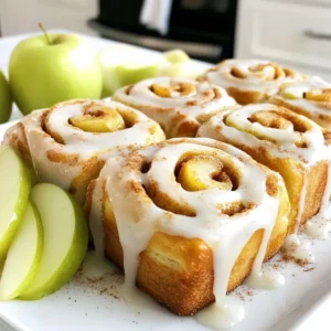 To make the best apple cinnamon rolls, you need simple and fresh ingredients. Here&rsquo;s what you will need: - 2 cups all-purpose flour - 1/2 cup granulated sugar - 1/2 teaspoon salt - 1 tablespoon baking powder - 1/2 teaspoon baking soda - 1/4 cup unsalted butter, softened - 3/4 cup buttermilk - 1 cup apples, peeled and chopped (preferably Granny Smith) - 2 teaspoons ground cinnamon - 1/4 teaspoon nutmeg - 1/4 cup brown sugar - 1 cup powdered sugar (for glaze) - 2 tablespoons milk (for glaze) Each ingredient plays a key role in making your rolls soft and fluffy. The flour provides structure, while sugar adds sweetness. Salt enhances all the flavors. Baking powder and baking soda give the rolls lift. Butter and buttermilk make them rich and moist. Apples bring natural sweetness and a nice texture, while cinnamon and nutmeg offer warmth. The glaze adds a sweet finish. {{ingredient_image_1}} 1. Preheat your oven to 375&deg;F (190&deg;C). Grease a 9-inch round baking pan. This helps prevent sticking. 2. In a large bowl, mix the dry ingredients. Combine 2 cups of flour, 1/2 cup of sugar, 1/2 teaspoon of salt, 1 tablespoon of baking powder, and 1/2 teaspoon of baking soda. Whisk until blended. 3. Add the wet ingredients to the bowl. Include 1/4 cup of softened butter and 3/4 cup of buttermilk. Mix until a soft dough forms. 4. Knead the dough on a floured surface for about 1 minute. You want it smooth and soft. 1. Roll the dough into a rectangle. Aim for about 12x8 inches and 1/4 inch thick. This shape helps with even filling. 2. Prepare the apple and spice filling in a small bowl. Mix 1/4 cup of brown sugar, 2 teaspoons of cinnamon, and 1/4 teaspoon of nutmeg. Sprinkle this mix evenly over the rolled-out dough. 3. Spread the chopped apples across the dough. Use 1 cup of peeled and chopped apples for the best flavor. 4. Starting from the longer side, carefully roll the dough into a tight log. Slice it into 1-inch pieces, creating perfect rolls. 1. Place the rolls upright in the prepared baking pan. This helps them rise nicely. 2. Cover the rolls and let them rise for 30 minutes. This step is key for soft and fluffy rolls. 3. Bake in the preheated oven for 20-25 minutes. Check for a golden brown color. This indicates they are ready. Kneading is key to soft, fluffy rolls. It helps develop gluten. This gives the dough strength and structure. Knead the dough for about one minute. It should feel smooth and elastic. To check if it's ready, poke it with your finger. If it springs back, it&rsquo;s good to go. If it stays dented, knead a bit more. Choosing the right apple makes a big difference. I love using Granny Smith apples. They add a nice tartness. You can also try Fuji or Honeycrisp for sweetness. For extra texture, add nuts like walnuts or pecans. Raisins or dried cranberries can also bring more flavor. Mix your choices to create a delicious filling. A smooth glaze makes your rolls shine. Mix powdered sugar with milk until smooth. If it&rsquo;s too thick, add a splash more milk. The best time to apply the glaze is when the rolls are warm. This helps the glaze soak in and create a delicious finish. Pro Tips Use Fresh Apples: For the best flavor and texture, opt for tart, crisp apples like Granny Smith, which hold their shape well during baking. Don&rsquo;t Overmix the Dough: Mix just until the ingredients come together. Overworking the dough can lead to tough rolls, so knead gently. Adjust Glaze Consistency: If the glaze is too thick, add a little more milk until you achieve a drizzle-able consistency, perfect for coating the rolls. Let Them Rise: Allow the rolls to rise in a warm place. This helps them become fluffy and light, enhancing the overall texture. {{image_2}} You can change the taste of your apple cinnamon rolls in fun ways. Here are two great ideas: - Caramel apple cinnamon rolls: Add caramel sauce to your filling. Mix it with the apples for a sweet surprise. - Maple pecan apple cinnamon rolls: Swap brown sugar with maple syrup. Add chopped pecans for a crunchy twist. These additions make each bite special and unique. If you need to change the recipe for diets, you have options. - Gluten-free version: Use a gluten-free flour mix. Make sure it has a binding agent like xanthan gum for the best texture. - Vegan options: Substitute butter with coconut oil. Use almond or soy milk instead of buttermilk. This keeps the rolls tasty and friendly for all. You can enjoy these rolls no matter your diet! Changing up flavors with the seasons makes these rolls even better. - Incorporating seasonal spices: Try adding pumpkin spice in fall. In winter, nutmeg and ginger give warmth. - Holiday-themed variations: For Christmas, mix in dried cranberries. Easter can have a hint of lemon zest for freshness. These fun ideas keep your apple cinnamon rolls exciting all year round! To keep your apple cinnamon rolls fresh, store them in an airtight container. This helps lock in moisture and flavor. You can keep them at room temperature for up to two days. If you want to save them longer, consider refrigerating them. Just make sure to seal them well. For long-term storage, you can freeze apple cinnamon rolls. First, let them cool completely. Then, wrap each roll tightly in plastic wrap. Place them in a freezer bag, removing as much air as you can. They can last up to three months in the freezer. When you're ready to enjoy them, reheat the rolls from frozen. You can thaw them overnight in the fridge. Then, warm them in the oven at 350&deg;F (175&deg;C) for about 10 minutes. This restores their soft, fluffy texture. Apple cinnamon rolls last about two days at room temperature. If stored in the fridge, they can last up to a week. However, freezing them is best for longer storage. They stay fresh for up to three months in the freezer. Always check for any signs of spoilage before enjoying them again. Can I make apple cinnamon rolls ahead of time? Yes, you can prepare the dough a day early. After you knead it, wrap it tightly and place it in the fridge overnight. In the morning, let it warm up before rolling it out. This saves time and gives you soft rolls. What type of apples are best for this recipe? Granny Smith apples work best. They are tart and hold their shape well when baked. You can also use Honeycrisp or Fuji for a sweeter touch. Can I use pre-made dough for these rolls? Absolutely! Pre-made dough can save you time. Just roll it out, add the filling, and follow the rest of the steps. This makes your baking much easier. What to do if the rolls don&rsquo;t rise? Check your yeast or baking powder. They must be fresh. If your kitchen is cold, let the rolls rise in a warm spot. You can place them in the oven with just the light on to help them rise. Why are my rolls dry or crumbly? Too much flour can cause dryness. Make sure to measure accurately. Adding more buttermilk can help create a softer dough. You want it moist but not sticky. How can I make my rolls softer? Knead your dough properly and avoid overbaking. Use room temperature butter and buttermilk for better texture. You can also add an extra egg for richness. You learned how to make delicious apple cinnamon rolls step by step. We covered all the ingredients, preparation, baking, and ways to enhance flavors. With tips for perfect dough and storage, you can enjoy these treats anytime. Whether you want to try new flavors or make dietary changes, there are options for you. Remember to have fun and experiment in the kitchen. Enjoy your fresh apple cinnamon rolls!