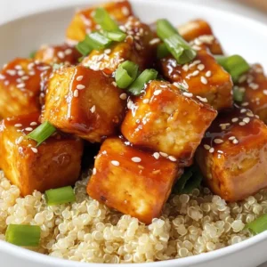To make crispy honey garlic tofu, you need a few key items: - 14 oz firm tofu, pressed and cubed - 3 tablespoons cornstarch - 2 tablespoons vegetable oil - 3 cloves garlic, minced - 1/4 cup honey - 1/4 cup soy sauce - 1 tablespoon rice vinegar - 1/2 teaspoon red pepper flakes (optional) - 2 green onions, chopped (for garnish) - Sesame seeds (for garnish) These ingredients work together to create a sweet and savory dish. The cornstarch gives the tofu a perfect crunch. The honey adds a lovely sweetness, while the soy sauce and garlic pack in flavor. You can boost the taste with these fun additions: - Fresh ginger, minced - Lime juice for brightness - Chopped cilantro for freshness Adding fresh ginger gives a nice warm spice. Lime juice adds a zesty kick. Chopped cilantro brings a fresh taste that pairs well. If you have allergies, here are some easy swaps: - Use maple syrup instead of honey for a vegan option. - Choose tamari instead of soy sauce for a gluten-free version. - Swap vegetable oil with olive oil if desired. These swaps keep the dish delicious while catering to your needs. Enjoy experimenting with what you have on hand! {{ingredient_image_1}} To start, you need to press the tofu. Press it for at least 30 minutes. This step removes extra moisture. Less moisture means crispier tofu. Once pressed, cut the tofu into bite-sized cubes. Aim for uniform pieces so they cook evenly. This preparation sets the foundation for a great dish. Next, it&rsquo;s time to coat the tofu. In a mixing bowl, toss the tofu cubes with cornstarch. Make sure each piece is evenly coated. This layer will create a crispy crust when frying. Heat vegetable oil in a large skillet over medium-high heat. You want the oil to shimmer. Carefully add the tofu cubes in a single layer. Fry them for about 3-4 minutes on each side. They should turn golden brown and crispy. If your skillet is small, fry in batches. Once done, remove the tofu and let it drain on paper towels. Now, let&rsquo;s make the sauce. In the same skillet, lower the heat to medium. Add minced garlic and saut&eacute; it for about 30 seconds. You want it fragrant but not burnt. Next, add honey, soy sauce, rice vinegar, and red pepper flakes if you want some heat. Stir well and let it simmer for 2-3 minutes. This mix brings the sweet and savory flavors together. Return the crispy tofu to the skillet. Gently toss it in the honey garlic sauce. Make sure every piece gets coated. Cook for an additional 2 minutes. This step allows the tofu to soak up all the flavors. Finally, transfer the glazed tofu to a serving dish. Garnish with chopped green onions and sesame seeds for a nice touch. Serve it on a bed of rice or quinoa. Enjoy your delicious crispy honey garlic tofu! To get your tofu crispy, start with firm tofu. Press it for at least 30 minutes. This step removes moisture. Moisture makes tofu soggy. After pressing, cut it into bite-sized cubes. Coat these cubes in cornstarch. This coating helps create a crunchy outside. When frying, make sure the oil is very hot. A hot pan seals the moisture in. Fry tofu in a single layer. Avoid crowding the pan. Fry each side for about 3-4 minutes. Watch for a golden brown color. This means it's ready! Choose oils with high smoke points for frying. Good options include vegetable oil or canola oil. These oils heat well without burning. Olive oil can work, too, but it may not be the best for high heat. Always check the oil temperature. You want it hot enough to shimmer. This helps the tofu cook evenly and get crispy. For extra flavor, add more garlic. You can also try ginger for a fresh twist. If you like heat, add red pepper flakes. These spices boost the taste of your sauce. You can swap honey for maple syrup if needed. This keeps your dish sweet but vegan. For a tangy kick, add more rice vinegar. Don&rsquo;t forget to garnish! Green onions and sesame seeds add color and crunch. Pro Tips Press Tofu Well: Ensure you press the tofu for at least 30 minutes to remove excess moisture, which helps achieve a crispier texture. Use High Heat: Fry the tofu on medium-high heat to get that golden-brown crust quickly without overcooking the inside. Adjust Sauce Sweetness: Feel free to adjust the amount of honey based on your preference for sweetness; you can also use maple syrup for a vegan option. Garnish for Flavor: Don't skip the green onions and sesame seeds; they add a fresh flavor and a nice crunch to the dish. {{image_2}} To make this dish vegetarian, simply use honey alternatives. Maple syrup or agave nectar works great. Both options keep the sweetness while keeping it plant-based. For a vegan twist, ensure your soy sauce is also vegan-friendly. This way, you can enjoy the same great flavor without any animal products. If you crave heat, there are easy ways to spice things up. Add more red pepper flakes to the sauce, or toss in sliced jalape&ntilde;os while cooking the tofu. You can also drizzle some sriracha on the finished dish. This adds a nice kick and pairs well with the sweetness of the honey garlic sauce. Crispy honey garlic tofu pairs well with many grains. Serve it over fluffy white rice or nutty brown rice for a filling meal. Quinoa is another great option, adding protein and texture. For a unique twist, try serving it on a bed of farro or barley. Each grain brings its own flavor and makes the dish even more satisfying. To store leftover crispy honey garlic tofu, place it in an airtight container. Make sure it cools to room temperature first. Keep it in the fridge for up to three days. The tofu will stay fresh and tasty if stored correctly. Reheating the tofu can be tricky. To keep it crispy, try using an oven. Preheat the oven to 350&deg;F (175&deg;C). Place the tofu on a baking sheet lined with parchment paper. Heat for about 10-15 minutes until it gets warm and crispy again. You can also use an air fryer for a quick and easy option. Freezing crispy honey garlic tofu is not the best choice. Freezing can change the texture, making it soggy when thawed. If you want to freeze it, do so before frying. After pressing and coating, place the tofu cubes in a freezer-safe bag. They can last for up to three months in the freezer. When ready, thaw in the fridge before frying. You can use maple syrup as a great honey substitute. It gives a sweet flavor. Agave nectar works well too. If you want a less sweet option, try brown sugar mixed with water. This mix will add some depth to the sauce. Yes, you can use extra-firm tofu. It will give you a denser bite. Press it well to remove moisture, just like firm tofu. This will help it get crispy when frying. Extra-firm tofu holds the sauce nicely, making each bite flavorful. Crispy tofu stays crunchy for about 20 to 30 minutes. After that, it may soften a bit. To keep it crispy longer, serve it right after cooking. You can also place it in a warm oven to maintain crispiness while you finish preparing your meal. In this post, we covered all the steps to make crispy honey garlic tofu. We explored key ingredients and some tasty variations. Use oil wisely for the best crunch, and don&rsquo;t skip the sauce. Remember, store leftovers right to keep them fresh. Whether you prefer spicy or mild, there&rsquo;s a way to make this dish yours. Try new flavors and enjoy your cooking journey!