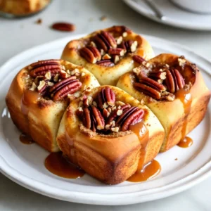 - 2 &frac12; cups all-purpose flour - &frac14; cup granulated sugar - 1 packet (2 &frac14; tsp) active dry yeast - &frac34; cup whole milk, warmed - 1 large egg - &frac14; cup unsalted butter, melted I always choose high-quality all-purpose flour for my sticky buns. It gives the dough a nice texture. Granulated sugar helps the yeast thrive. The active dry yeast is key for a good rise. Warm milk activates the yeast and makes the dough soft. I use a large egg for richness, and unsalted butter adds great flavor. - &frac12; cup chopped pecans - 1 cup brown sugar, packed - 1 tablespoon cinnamon - &frac14; teaspoon nutmeg - &frac14; teaspoon salt Chopped pecans bring a lovely crunch. Brown sugar adds sweetness and a caramel flavor. Cinnamon and nutmeg infuse warmth into the filling. A pinch of salt balances the sweetness perfectly. - Mixing bowls - Rolling pin - Baking dish - Measuring cups and spoons I always use sturdy mixing bowls for the dough. A good rolling pin helps flatten the dough evenly. A baking dish, preferably 9x13 inches, is perfect for baking. Accurate measuring cups and spoons ensure I get the right amounts. These tools make the process smooth and fun! {{ingredient_image_1}} To start, combine warm milk and sugar in a large mixing bowl. Stir until the sugar dissolves. Next, sprinkle the yeast over the milk mixture. Let it sit for about 5-10 minutes until it becomes frothy. This step is crucial for activating the yeast, which helps the dough rise. Now, add the melted butter, egg, vanilla extract, and salt to the yeast mixture. Stir everything together until well mixed. Gradually add the flour, mixing until a dough forms. Knead the dough on a floured surface for about 5-7 minutes. You want it to feel smooth and elastic. Once kneaded, place the dough in a greased bowl. Cover it with a damp cloth. Let it rise in a warm area for about 1 hour, or until it has doubled in size. While waiting, prepare the filling mixture. In another bowl, mix together the chopped pecans, brown sugar, softened butter, cinnamon, nutmeg, and salt until it looks crumbly. After the dough has risen, punch it down and roll it out on a floured surface. Aim for a rectangle that is about 12x18 inches. Spread the prepared filling evenly over the rolled-out dough. Starting from the long end, tightly roll the dough into a log. Cut the log into 12 equal pieces. In a small saucepan, melt &frac12; cup of brown sugar with &frac12; cup of butter. Pour this mixture into a greased 9x13 inch baking dish. Sprinkle the remaining chopped pecans over this layer. Arrange the cut rolls on top of the pecan mixture, keeping them close together. Cover the dish with a cloth and let the rolls rise for another 30-45 minutes. Preheat your oven to 350&deg;F (175&deg;C). Once preheated, bake the rolls for 25-30 minutes, or until they are golden brown. After baking, remove them from the oven and let them cool in the dish for about 5-10 minutes. This step helps the caramel set before serving. - Ideal rising temperature: Your dough needs warmth to rise. Aim for around 80&deg;F. This helps yeast work well. - Checking the dough consistency: The dough should feel soft and smooth. If it sticks to your hands, add a little flour. - Tips for filling variations: You can mix in chocolate chips or dried fruits. This adds fun flavors to your sticky buns. - Adding extra toppings: Try drizzling melted chocolate or adding a pinch of sea salt on top. These can boost taste and look. - Drizzling remaining caramel: After baking, pour any leftover caramel over the buns. This makes them extra gooey and sweet. - Serving suggestions: Serve warm for best taste. Pair with coffee or tea for a yummy treat. Pro Tips Use Warm Milk: Ensure the milk is warm, not hot, to activate the yeast effectively without killing it. Perfect Dough Consistency: The dough should be slightly tacky but not overly sticky; adjust flour as needed during kneading. Flavor Boost: Add a pinch of sea salt to the caramel mixture for a delightful contrast to the sweetness. Get Creative: Feel free to add chocolate chips or dried fruits to the filling for an extra flavor twist! {{image_2}} You can change the flavor of your caramel pecan sticky buns easily. Here are some fun ideas: - Chocolate chip caramel sticky buns: Add 1 cup of chocolate chips to your filling. The sweet chocolate pairs nicely with the caramel. - Pumpkin spice sticky buns: Mix 1 cup of pumpkin puree and 1 tablespoon of pumpkin spice into your dough. This gives a warm, fall flavor. - Apple cinnamon sticky buns: Add 1 cup of chopped apples to the filling. It adds a nice, fruity touch that brightens every bite. If you have special dietary needs, you can still enjoy these sticky buns. Here are two options: - Gluten-free option: Use a gluten-free flour blend. Make sure it has a good binding agent, like xanthan gum. - Vegan substitution ideas: Replace the egg with a flax egg (1 tablespoon flaxseed meal + 3 tablespoons water). Use plant-based milk and butter. Sticky buns can fit any meal. Here&rsquo;s how to serve them: - Breakfast vs dessert: Serve these sticky buns for breakfast with coffee or as a sweet dessert after dinner. - Pairing with beverages: Try them with a hot cup of coffee or a cold glass of milk. Both drinks enhance the flavors of the buns. To keep your caramel pecan sticky buns fresh, store them in an airtight container. This helps to prevent them from drying out. You can also wrap them in plastic wrap. If you plan to eat them within two days, leave them at room temperature. For longer storage, place them in the fridge. You can reheat your sticky buns in two ways: in the microwave or the oven. In the microwave, heat one bun for about 15-20 seconds. This warms it quickly but may make it a bit soft. For a crispier texture, use the oven. Preheat the oven to 350&deg;F. Heat the buns for about 10-15 minutes. This will help keep that delicious, gooey texture. To freeze unbaked rolls, prepare the rolls but don&rsquo;t bake them. Place them in a greased dish, cover with plastic wrap, and freeze. When you want to bake them, remove from the freezer and let them thaw overnight in the fridge. Then, let them rise for about 30-45 minutes before baking. This keeps your sticky buns fresh and tasty! How long do caramel pecan sticky buns last? Caramel pecan sticky buns last about 2 to 3 days at room temperature. Keep them in an airtight container. The buns can also last a week in the fridge. For the best taste, eat them warm. Can I make the dough ahead of time? Yes, you can make the dough ahead of time. Prepare the dough, let it rise, then cover it. Place it in the fridge for up to 24 hours. When you're ready, let it come to room temp before shaping and baking. What can I use instead of pecans? You can use walnuts or almonds instead of pecans. Both add a nice crunch and flavor. If you want a nut-free option, try using raisins or chocolate chips for sweetness. What if my dough doesn&rsquo;t rise? If your dough doesn&rsquo;t rise, check the yeast. It might be old or inactive. Make sure to use warm milk (about 110&deg;F) to activate the yeast. If it still doesn't rise, give it more time in a warm spot. How to fix sticky dough? To fix sticky dough, add a little more flour, one tablespoon at a time. Knead the dough until it feels smooth and elastic. Avoid adding too much flour; you want the dough to be soft but not sticky. Can I double the recipe? Yes, you can double the recipe. Use a larger bowl to mix the dough. You may need to bake the sticky buns in two separate batches. Keep an eye on the baking time, as it may vary. What are the best toppings for sticky buns? The best toppings for sticky buns include chopped nuts, drizzled caramel, or a light glaze. You can also try adding some fresh fruit, like sliced bananas or berries, for more flavor. In this post, we covered the key ingredients for making caramel pecan sticky buns, including flour, sugar, and butter, along with filling options like nuts and spices. I provided step-by-step instructions from preparing the dough to baking. You learned tips for perfecting your rolls and various flavor options. Always store leftovers properly and reheat them strategically. With practice, you'll create delicious sticky buns to delight everyone. Enjoy your baking journey and make these treats your own!