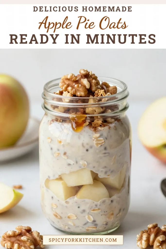 Start your mornings right with these delicious Apple Pie Overnight Oats! This Healthy Overnight Oats Recipe combines cinnamon apple oats, maple syrup oatmeal, and creamy Greek yogurt, making it an easy breakfast idea you'll love. Simply mix, refrigerate, and enjoy a wholesome meal packed with flavor. Perfect for busy days! Try this recipe now and let the taste of homemade apple pie brighten your mornings. #OvernightOats #HealthyRecipes #BreakfastIdeas #OatmealDelight