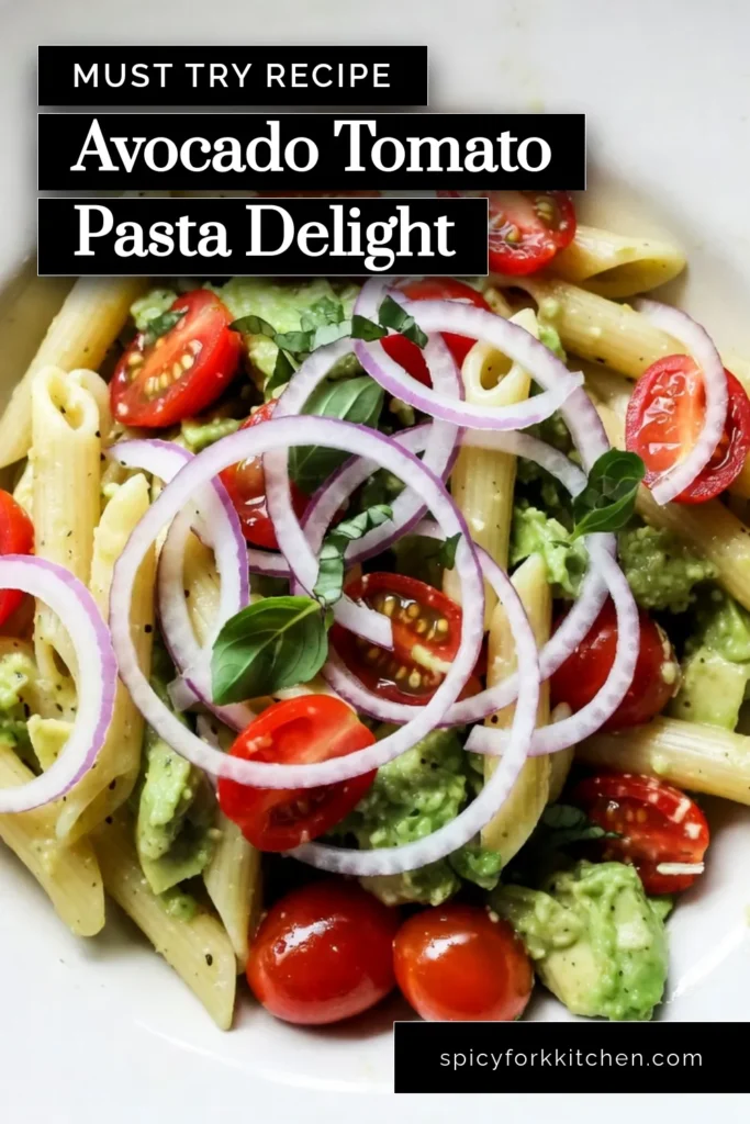 Savor the taste of summer with this Avocado Tomato Pasta Salad! This easy penne pasta salad recipe is the perfect dish for warmer days, featuring creamy avocados and juicy cherry tomatoes, mixed with fresh basil and optional feta cheese. Enjoy a delicious and healthy pasta salad that’s quick to make and bursting with flavor. Make this Healthy Pasta Salad Recipe today! Don't forget to save and share! #AvocadoTomatoPastaSalad #EasyAvocadoSalad #SummerPastaSalad #HealthyPastaSaladRecipe