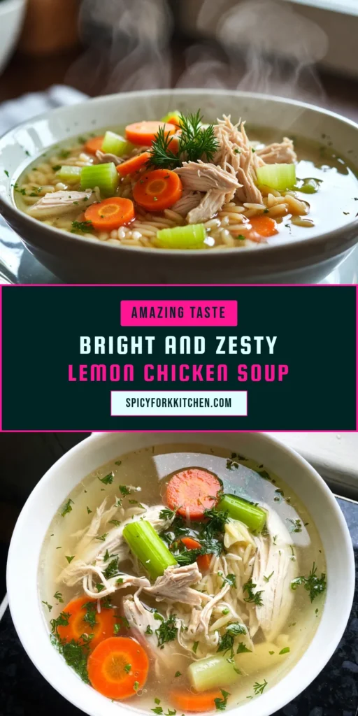Discover the deliciousness of Greek Lemon Chicken Soup, a refreshing twist on traditional chicken orzo soup! This easy Greek chicken soup combines tender chicken, vibrant vegetables, and zesty lemon for a healthy chicken broth soup that’s perfect any time of year. Ready to make Mediterranean lemon soup that will warm your soul? Try this simple recipe today and bring a taste of Greece to your kitchen! #GreekLemonChickenSoup #ChickenOrzoSoupRecipe #MediterraneanLemonSoup #HealthyChickenBrothSoup