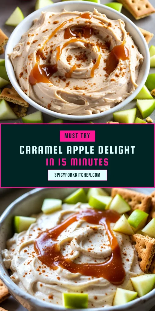 Indulge in this delicious Caramel Apple Cheesecake Dip, the perfect easy dessert dip for your next gathering. Our cream cheese dip recipe combines velvety cream cheese, sweet caramel, and crunchy apples for a delightful treat. This no-bake cheesecake dip is ideal for dipping with sliced apples and graham crackers. Try this tasty apple dessert recipe today and watch it become a crowd favorite! Save this recipe for later! #CaramelAppleCheesecakeDip #EasyDessertDip #AppleDessertRecipes #NoBakeCheesecakeDip