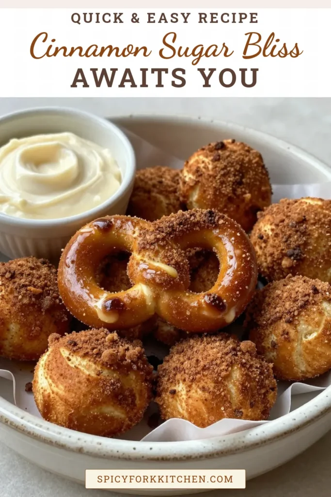 Indulge in the delightful taste of homemade cinnamon sugar pretzel bites! This easy pretzel bites recipe combines soft, fluffy pretzels coated in a warm cinnamon sugar mix, making the perfect cinnamon sugar snacks. Ideal for parties or as a sweet treat, these pretzel bites are a family favorite. Try this simple recipe today and enjoy every bite! Don't forget to save for later! #CinnamonSugarPretzelBites #EasyPretzelBites #HomemadePretzelRecipe #CinnamonSugarSnacks