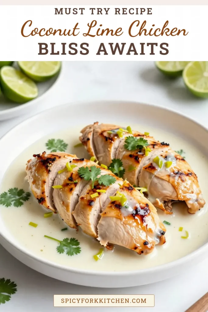 Discover the ultimate Coconut Lime Chicken recipe that's perfect for your next tropical chicken dinner! This grilled coconut chicken features a deliciously easy chicken marinade made with coconut milk, lime zest, garlic, and ginger. It's a mouthwatering dish that's simple to prepare and bursting with flavor. Impress your family and friends today—try this cilantro lime chicken recipe and make your meals unforgettable! Save this for later! #CoconutLimeChicken #GrilledCoconutChicken #EasyChickenMarinade #TropicalDinner