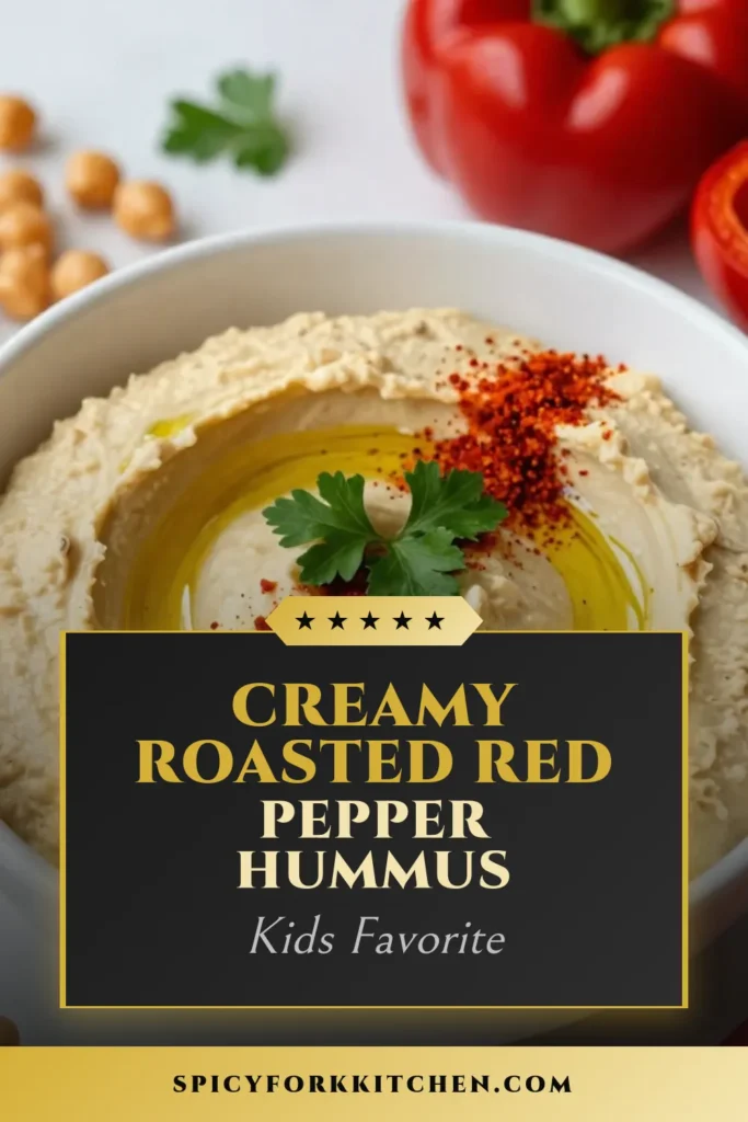 Discover the perfect Roasted Red Pepper Hummus recipe that's both delicious and simple! This easy hummus with roasted pepper is a healthy chickpea dip that can be whipped up in just 30 minutes. Enjoy homemade hummus tahini with a flavorful twist, perfect for vegan snack lovers. Elevate your appetizer game and serve this vegan roasted red pepper dip today. Save this recipe for a tasty treat! #Hummus #VeganRecipes #HealthyDips #Appetizers