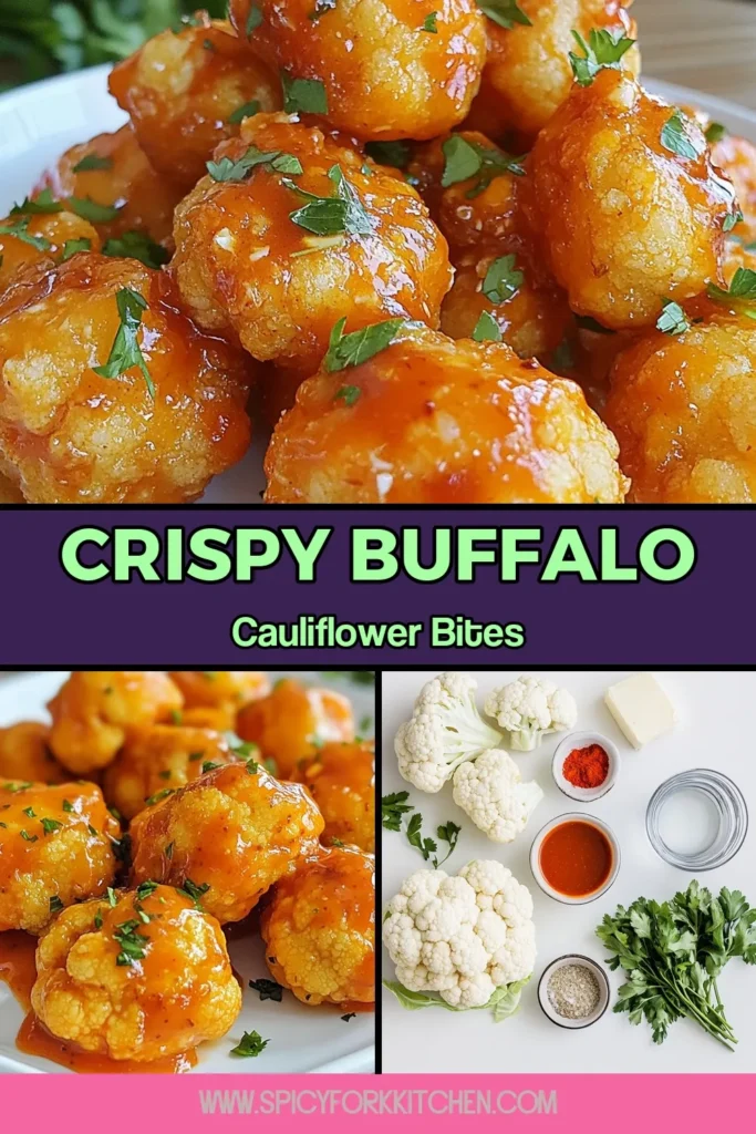 Indulge in these delicious Buffalo Cauliflower Bites, a perfect vegan cauliflower recipe that's ideal for any occasion. These oven-baked cauliflower bites make a mouthwatering spicy cauliflower appetizer that will satisfy your cravings while being a healthy snack idea. Easy to make and bursting with flavor, this recipe is a game-changer! Try it today and transform how you enjoy snacks! Save this recipe for later! #BuffaloCauliflowerBites #VeganRecipe #HealthySnacks #SpicyAppetizer