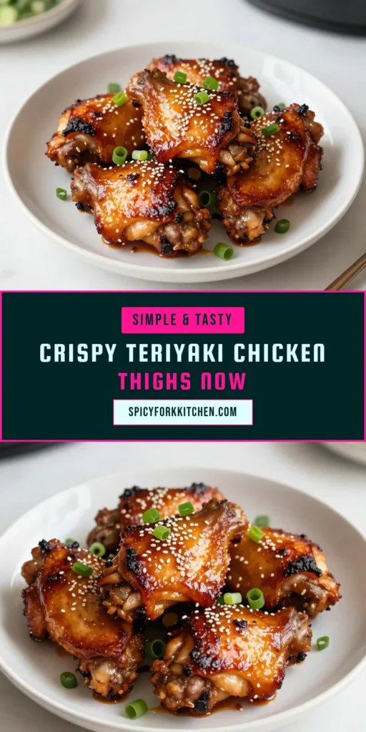 Try this delicious Air Fryer Teriyaki Chicken recipe for a quick and healthy dinner! Marinated chicken thighs are air-fried to crispy perfection, packed with savory flavors everyone will love. This Easy Air Fryer Chicken dish is ideal for busy nights and can be ready in just 50 minutes. Save this Teriyaki Chicken Thighs Recipe for a tasty meal that satisfies your cravings. Click to get the full recipe now! #AirFryerRecipes #HealthyEating #ChickenDinner #TeriyakiChicken