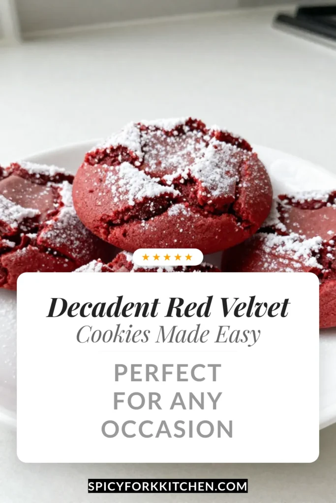 Indulge in the joy of baking with these delightful red velvet crinkle cookies. This easy red velvet cookie recipe is perfect for any festive occasion, yielding soft and chewy treats that will impress your friends and family. With just a few simple ingredients, you can create these gorgeous cookies that are sure to be a hit at your next gathering. Save this festive cookie recipe and enjoy the sweet moments! #RedVelvetCrinkleCookies #CookieRecipe #BakingJoy #FestiveTreats