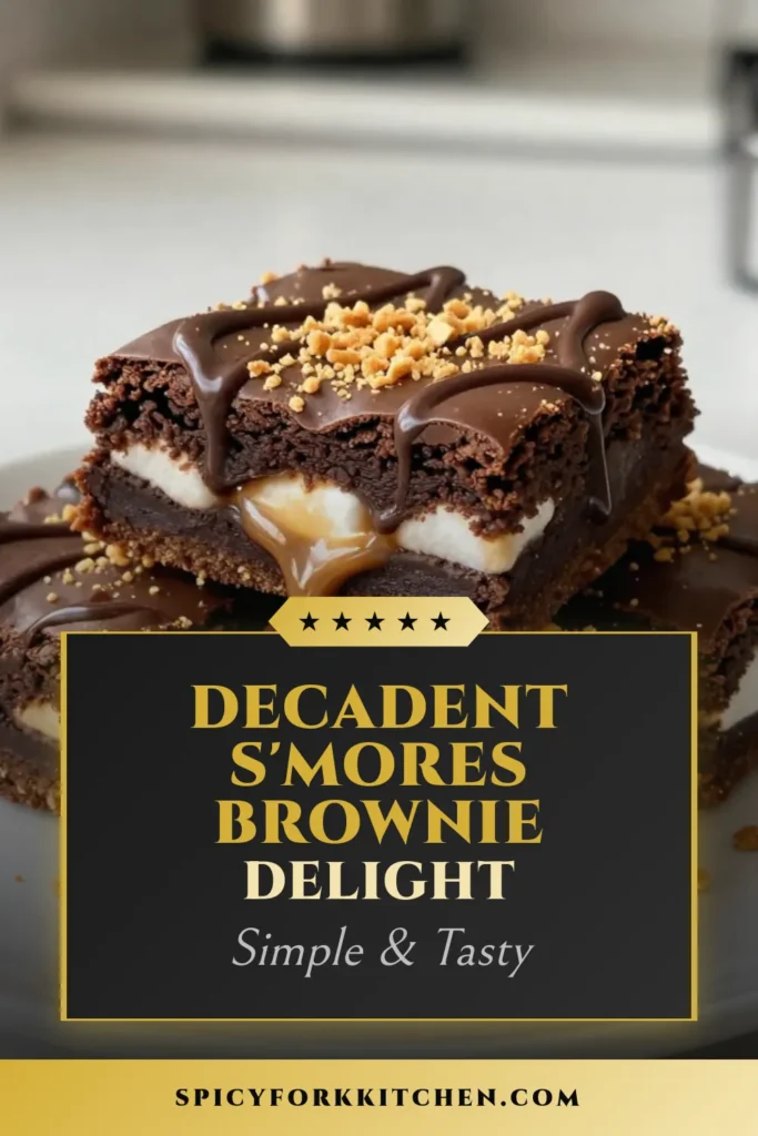 Indulge in this S'mores brownie bars recipe that's the perfect combination of chocolate and marshmallow goodness! These easy brownie dessert bars will delight your taste buds with their graham cracker crunch and gooey marshmallows. Make these decadent chocolate marshmallow bars for any occasion and impress friends and family. Click to get the full graham cracker brownie recipe and start baking today! #SmoreDessert #BrownieBars #ChocolateLovers #EasyDesserts