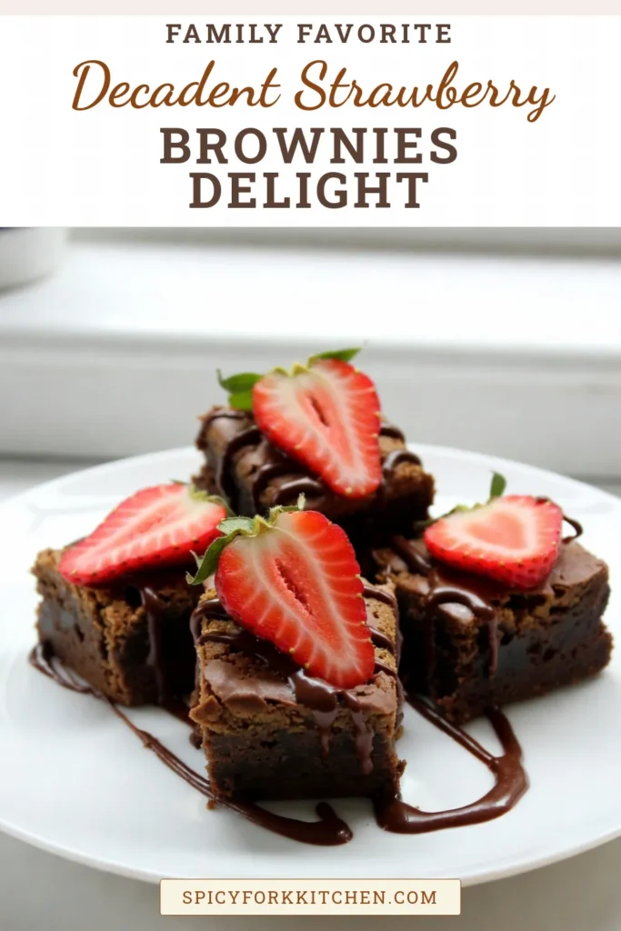 Indulge in these delicious chocolate strawberry brownies that combine rich brownie goodness with fresh strawberries. Learn how to make chocolate-covered brownies with this easy brownie recipe, perfect for any occasion. This chocolate-covered strawberry recipe will impress your guests and satisfy your sweet tooth. Save this tasty strawberry dessert recipe and try it today! #ChocolateStrawberryBrownies #StrawberryDessertRecipes #EasyBrownieRecipes #ChocolateCoveredStrawberryRecipe
