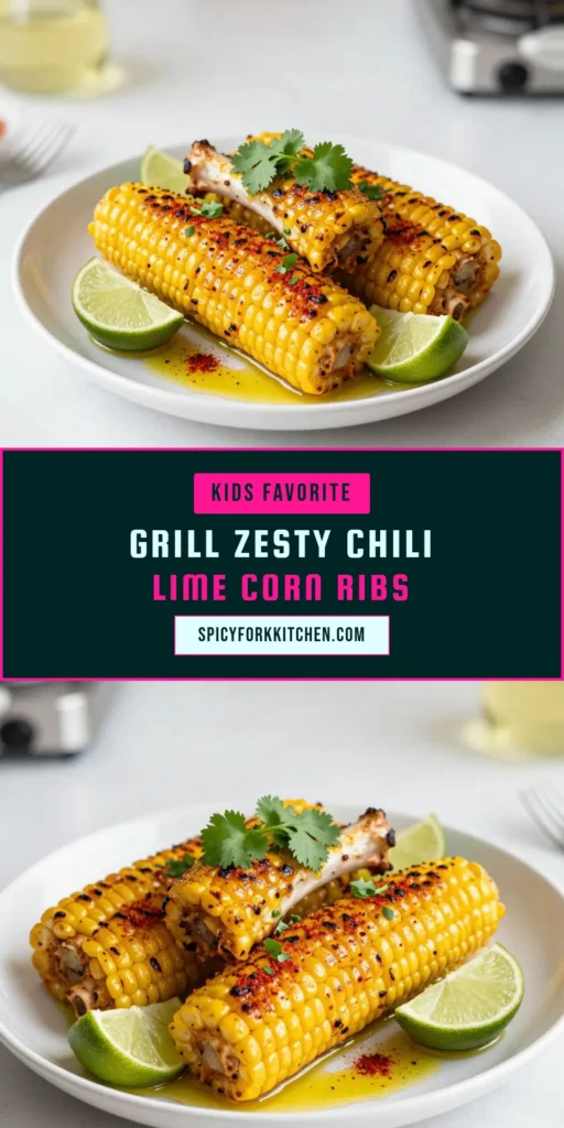 Elevate your summer barbecue with these delicious Chili Lime Grilled Corn Ribs. This grilled corn recipe is perfect as a side dish, packed with flavor from a zesty corn rib marinade. Simply cut corn into ribs, marinate, and grill for a smoky, tangy treat. Perfect for outdoor gatherings, these chili lime corn ribs are a must-try! Click to save the recipe and impress your guests! #CornOnTheGrill #GrilledCornRecipe #SummerBarbecue #ChiliLimeCornRibs