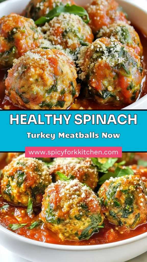 Discover this delicious Spinach Turkey Meatballs recipe, perfect for a healthy meal! These baked turkey meatballs with spinach are easy to make and packed with flavor. Great for dinner or meal prep, they combine ground turkey with fresh spinach, making them a nutritious choice for any table. Try these healthy turkey meatballs today! Save this recipe for a quick and wholesome meal. #TurkeyMeatballs #HealthyEating #GroundTurkeyRecipes #DinnerInspiration
