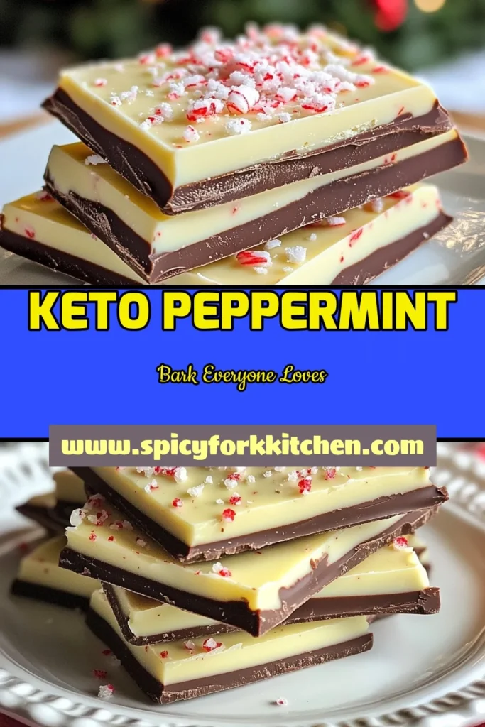 Indulge in this delicious Keto Peppermint Bark, the perfect sugar-free dessert recipe for your low carb holiday treats! This easy peppermint bark combines rich dark and white chocolate with a refreshing peppermint twist, making it a must-try for any festive occasion. Ready in just 1 hour and 15 minutes, it's an ideal way to satisfy your sweet tooth without the guilt. Save this recipe and share the joy! #KetoPeppermintBark #SugarFreeDessert #LowCarbTreats #EasyPeppermintBark