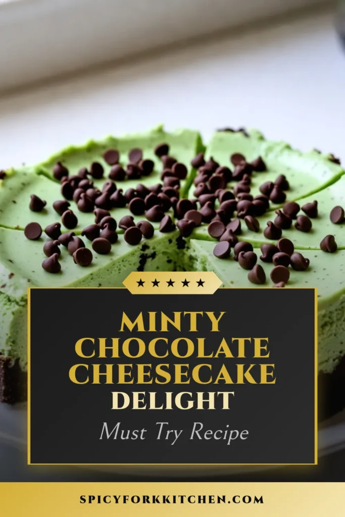 Indulge in this delightful Mint Chocolate Cheesecake, the perfect no-bake cheesecake recipe for chocolate mint dessert lovers! With a creamy cheesecake with mint flavor and rich chocolate chips, it's easy to make and a guaranteed hit at any gathering. Discover how to create this delicious treat that combines sweet and minty flavors seamlessly. Save this easy cheesecake recipe for your next dessert craving! #MintChocolateCheesecake #NoBakeDessert #EasyCheesecakeRecipe #ChocolateMintTreats