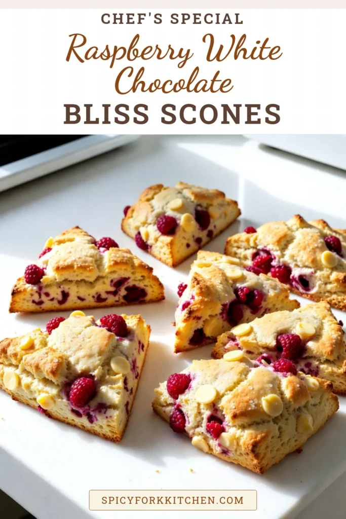 Indulge in these delicious raspberry white chocolate scones with this easy scone recipe! Perfect for breakfast or a sweet treat, these homemade scones with raspberries and creamy white chocolate chips are a crowd-pleaser. This recipe ensures perfect scones with fruit and chocolate every time. Try these irresistible scones today! Click to save this recipe for later and share the joy of baking! #SconeRecipe #RaspberryScones #BakingIdeas #ChocolateLovers