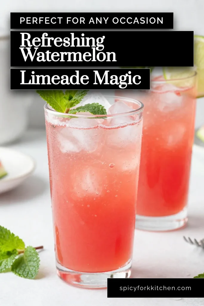 Beat the heat with this sparkling watermelon limeade recipe, the ultimate refreshing summer drink! Perfect for hot days, this healthy watermelon beverage combines fresh watermelon, zesty lime, and bubbly sparkling water to create a delightful watermelon limeade cocktail. It's an easy limeade recipe that everyone will love. Try it today and elevate your summer gatherings! Save this recipe for your next get-together! #SummerDrinks #WatermelonLimeade #HealthyRecipes #CocktailRecipes