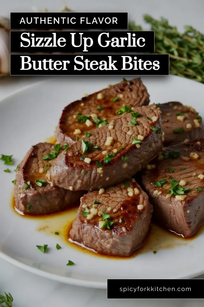 Indulge in delightful Garlic Butter Steak Bites with this easy steak bite recipe! Perfectly seared sirloin steak bites are tossed in a rich garlic butter recipe that will make dinner effortless and delicious. This quick dinner idea is perfect for any night of the week. Try this easy-to-follow recipe and impress your family or guests! Save this for your next meal! #GarlicButterSteakBites #EasySteakBiteRecipe #QuickDinnerIdeas #SirloinSteakBites