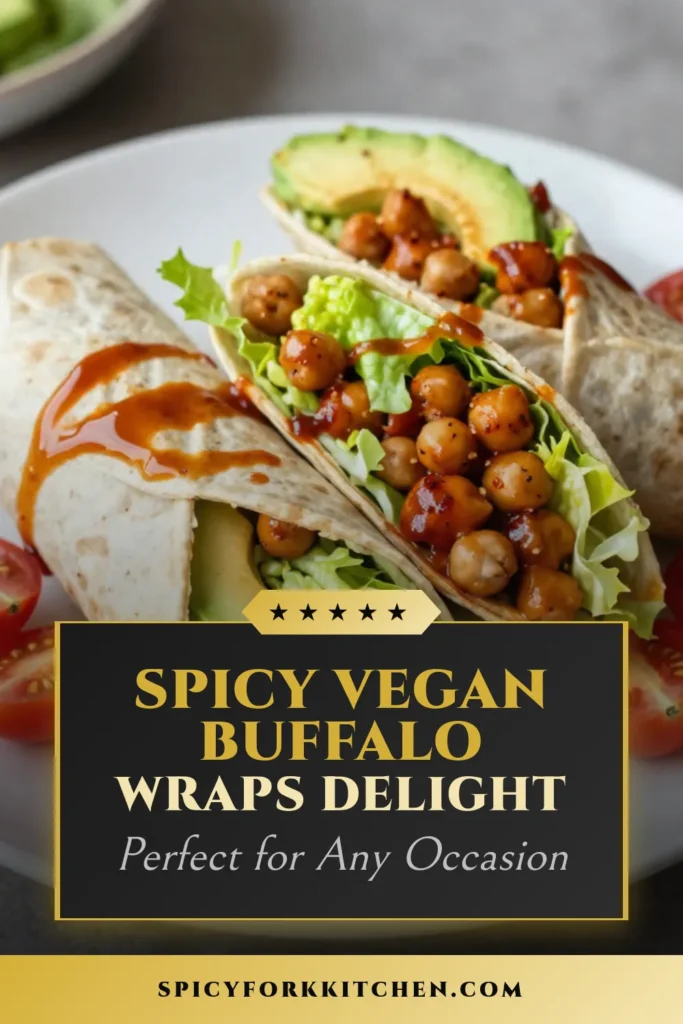 Looking for a delicious meal? Try these Vegan Buffalo Chickpea Wraps! Packed with flavor using chickpeas, buffalo sauce, and fresh veggies, this Chickpea Wraps Recipe is perfect for an easy vegan dinner idea. In just 20 minutes, enjoy healthy vegan wraps that everyone will love. Customize your spice level and add vegan ranch for extra creamy goodness. Click to save this tasty Buffalo sauce recipe now! #VeganBuffaloChickpeaWraps #HealthyVeganWraps #ChickpeaWrapsRecipe #EasyVeganDinnerIdeas