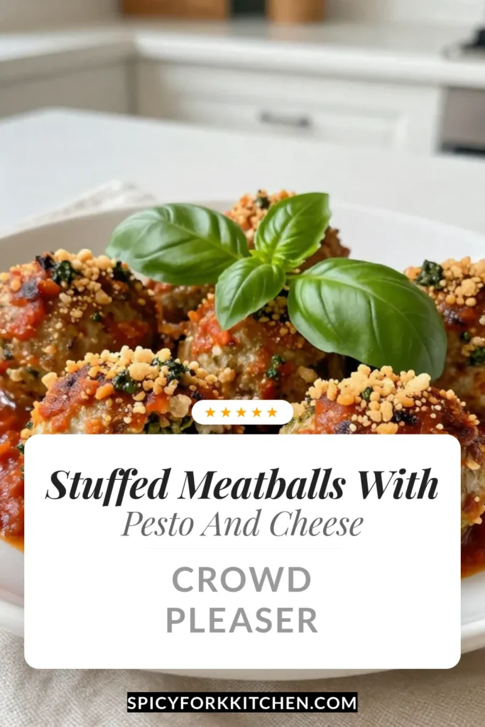 Indulge in these delicious pesto mozzarella stuffed meatballs that are sure to impress! This easy stuffed meatballs recipe combines ground beef and savory mozzarella for a mouthwatering treat. Perfect with a homemade marinara sauce for meatballs, these flavorful bites are a winner for any dinner. Try these meatball recipes with mozzarella and elevate your meal today! Save this recipe for later! #PestoMozzarellaStuffedMeatballs #EasyStuffedMeatballs #GroundBeefMeatballs #HomemadeMarinaraSauce