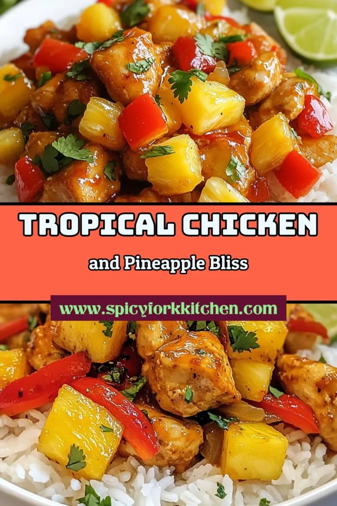 Dive into this delicious tropical chicken recipe featuring a flavorful pineapple chicken dish that's perfect for dinner! This easy stir-fry chicken, combined with fluffy jasmine rice, is a must-try for your next family meal. Packed with fresh ingredients and vibrant flavors, it's one of the best tropical dinner ideas. Save this simple recipe for a taste of the tropics! #PineappleChicken #TropicalDinner #EasyStirFry #JasmineRiceRecipe