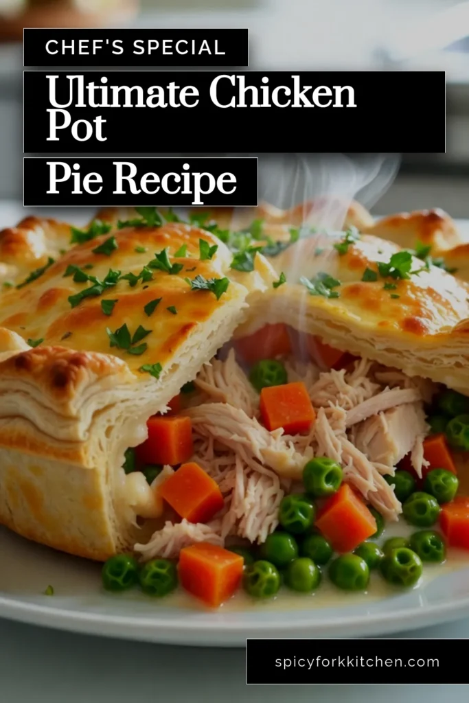 Looking for the ultimate comfort food? Try this easy homemade chicken pot pie recipe! Packed with tender chicken, fresh vegetables, and a flaky crust, this comforting chicken recipe is perfect for any occasion. Enjoy a hearty meal with our classic chicken pot pie featuring carrots, peas, and potatoes. Save this easy chicken pot pie to impress your family and friends! #ChickenPotPie #ComfortFood #EasyChickenRecipes #HomemadeCooking