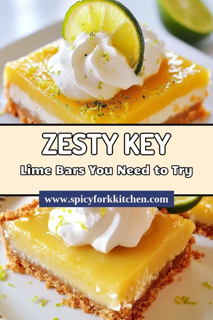 Indulge in these delicious key lime pie bars, a delightful zesty key lime dessert that's perfect for any occasion! This easy key lime recipe features a buttery graham cracker crust combined with a creamy filling made from sweetened condensed milk. Enjoy these graham cracker crust bars chilled, topped with whipped cream and fresh key lime slices. Try this refreshing treat today! #KeyLimePieBars #EasyKeyLimeRecipe #ZestyDessert #SweetenedCondensedMilkDesserts