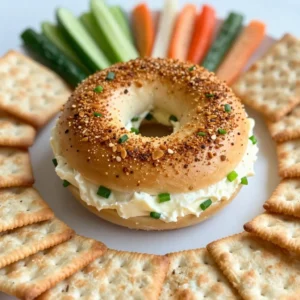 To make this tasty Everything Bagel Cheese Ball, you need these ingredients: - 16 oz cream cheese, softened - 1 cup sharp cheddar cheese, shredded - 1/2 cup chives, finely chopped - 1/2 cup green onions, finely chopped - 1/4 cup sour cream - 1 tablespoon Worcestershire sauce - 1 tablespoon garlic powder - 1 tablespoon onion powder - 2 tablespoons Everything Bagel seasoning - Optional: assorted crackers and vegetable sticks for serving You can serve your cheese ball with: - Crackers: Choose your favorites, like wheat or rice crackers. - Veggie sticks: Carrots, celery, and bell peppers add crunch and color. - Pita chips: These bring a nice texture and flavor. Per serving (assuming 10 servings): - Calories: 200 - Protein: 6g - Total Fat: 18g - Saturated Fat: 10g - Carbohydrates: 4g - Dietary Fiber: 0g - Sugars: 1g - Sodium: 300mg This information helps you keep track of what you eat. Enjoy your cheese ball and share with friends! {{ingredient_image_1}} Start by taking a large bowl. Add 16 oz of softened cream cheese. Next, mix in 1 cup of shredded sharp cheddar cheese. Then, add 1/4 cup of sour cream and 1 tablespoon of Worcestershire sauce. Use a hand mixer or spatula to blend until smooth. This step is key for a creamy texture. After that, fold in 1/2 cup of finely chopped chives and 1/2 cup of finely chopped green onions. Also, mix in 1 tablespoon each of garlic powder and onion powder. Finally, add 2 tablespoons of Everything Bagel seasoning. Make sure everything is well combined for full flavor. Now it's time to shape the mixture. Take a handful of the cheese mix and form it into a ball. Use your hands to get the right shape. Once you have the ball, roll it in the leftover Everything Bagel seasoning. Make sure it gets fully coated. This gives the cheese ball its signature look and taste. After coating, wrap the cheese ball in plastic wrap. This helps keep it fresh. Place it in the refrigerator for at least 2 hours. Chilling lets the flavors meld together nicely. When you&rsquo;re ready to serve, take it out and let it sit for about 15 minutes. This makes it easier to slice. Then, place it on a platter with your favorite crackers and vegetable sticks. Enjoy your tasty treat! To get the best texture for your cheese ball, start with softened cream cheese. If it&rsquo;s cold, it will be hard to mix. Use a hand mixer or spatula to blend until smooth. This step is key for a creamy finish. When you fold in the chives and onions, do it gently. This keeps the mixture light and fluffy. You can add more flavor by trying different cheeses. Creamy goat cheese or tangy feta can work well. If you want a kick, add some diced jalape&ntilde;os or a dash of hot sauce. For a fresh twist, mix in some herbs like dill or parsley. You can also swap sour cream for Greek yogurt to make it healthier. Serve your cheese ball with a variety of crackers. Think about using whole grain or flavored options. Fresh vegetable sticks like carrots and celery add crunch and color. Try pairing it with sliced apples for a sweet touch. This cheese ball also goes well with wine or a light beer. Pro Tips Use Fresh Herbs: Fresh chives and green onions will enhance the flavor of your cheese ball compared to dried herbs. Chill Before Serving: Allowing the cheese ball to chill for at least two hours helps the flavors to meld together beautifully. Variety of Dippers: Serve with a mix of crackers, pretzels, and vegetable sticks to provide a range of textures and flavors. Customize the Seasoning: Feel free to adjust the amount of Everything Bagel seasoning to suit your taste preferences. {{image_2}} You can mix up the cheese for fun flavors. Try using cream cheese and feta for a tangy twist. Go for goat cheese if you want a creamier texture. You can also use mozzarella for a milder, stretchy cheese. Each choice adds a unique taste to your cheese ball. Feel free to play with spices and herbs. Add dill or parsley for fresh notes. If you like heat, include some red pepper flakes. For a smoky flavor, use smoked paprika. These small changes can make your cheese ball stand out at any party. Serving can be just as fun as making the cheese ball. Pair it with a variety of crackers and breadsticks. Fresh vegetable sticks, like carrots and celery, add crunch. You could also serve it with apple slices for a sweet touch. Consider a cheese board with fruits and nuts to impress guests. To keep your Everything Bagel Cheese Ball fresh, wrap it in plastic wrap. Place it in an airtight container. Store it in the fridge. This helps lock in flavor and moisture. If you use it within a few days, it will taste great! You can freeze the cheese ball if you want to keep it longer. Wrap it tightly in plastic wrap first. Then, place it in a freezer-safe bag. Try to push out all the air before sealing. It can last up to three months in the freezer. To thaw, place it in the fridge overnight. The cheese ball lasts about a week in the fridge. If you notice any change in smell or texture, it&rsquo;s best to toss it. You don&rsquo;t need to reheat the cheese ball. Serve it cold or let it sit at room temp for about 15 minutes before serving. Enjoy it with crackers or veggies! Everything Bagel seasoning is a mix of spices and seeds. It usually includes sesame seeds, poppy seeds, garlic flakes, onion flakes, and salt. This blend gives your dishes a savory, crunchy taste. It works great on bagels but can also spice up other foods. You can sprinkle it on salads, roasted veggies, or even popcorn for added flavor. This seasoning adds a fun twist to the cheese ball, making it extra tasty. Yes, you can make this cheese ball ahead of time. In fact, it tastes better after some time in the fridge. You should chill it for at least two hours. This allows the flavors to blend and grow deeper. You can even make it a day before your event. Just wrap it tightly in plastic wrap and keep it in the fridge. When it&rsquo;s time to serve, let it sit out for about 15 minutes. This helps it soften a bit and makes it easier to spread. Serving an Everything Bagel Cheese Ball is easy and fun. You can place it on a nice platter. Add assorted crackers and vegetable sticks around it. Carrots, celery, and bell peppers work great for dipping. You can also serve it with pita chips for a crunchy option. It makes a perfect snack for parties, game days, or family gatherings. Your guests will love the mix of flavors and textures. Enjoy sharing this tasty treat! In this post, I shared how to make a delicious cheese ball with everything bagel seasoning. We covered the key ingredients, step-by-step instructions, and useful tips. You learned about variations to fit your taste and how to store your creation for later. Making this cheese ball is easy and fun. I hope you try it out at your next gathering. Enjoy the creamy flavor and great texture you create!