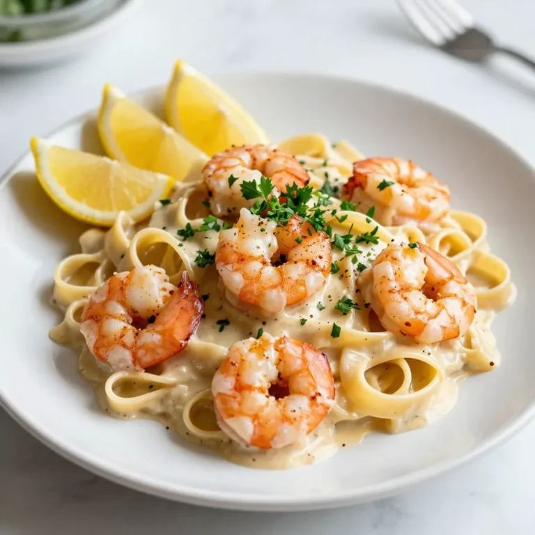 To make Cajun Shrimp Alfredo Pasta, you need these key items: - 8 oz fettuccine pasta - 1 lb large shrimp, peeled and deveined - 2 tablespoons Cajun seasoning - 3 tablespoons olive oil, divided - 3 cloves garlic, minced - 1 cup heavy cream - 1/2 cup grated Parmesan cheese - 1/4 cup fresh parsley, chopped - Salt and pepper to taste - Lemon wedges for garnish These ingredients create a vibrant dish packed with flavor. The fettuccine serves as a great base, while the shrimp brings a nice texture. The Cajun seasoning adds a kick that makes each bite exciting. You can easily change a few items if needed: - For the fettuccine, try penne or linguine. Both hold sauce well. - If you want to switch shrimp, use chicken or scallops. They work nicely in this dish. - For dairy-free options, use coconut cream and nutritional yeast instead of heavy cream and cheese. This still gives a creamy feel without dairy. Making these swaps can help you enjoy this dish in various ways. You can cater to different diets without losing the great flavor! {{ingredient_image_1}} First, cook the fettuccine pasta until it is al dente. This usually takes about 8-10 minutes. Make sure to check the package for exact timing. Once done, drain the pasta. Remember to save ½ cup of the pasta water. This water will help make your sauce creamy later. Next, toss the shrimp with Cajun seasoning in a bowl. Ensure each shrimp is coated well. In a large skillet, heat 2 tablespoons of olive oil over medium-high heat. Add the shrimp and sauté for 2-3 minutes on each side. You want them to turn pink and opaque. Once cooked, set the shrimp aside on a plate. In the same skillet, reduce the heat to medium and add the last tablespoon of olive oil. Add minced garlic and sauté for about 1 minute until it smells great. Pour in the heavy cream and bring it to a gentle simmer. Stir in the grated Parmesan cheese until it melts and becomes creamy. If the sauce looks too thick, add some reserved pasta water to reach your preferred consistency. Now, return the cooked shrimp to the skillet. Mix them into the creamy sauce. Next, add the cooked fettuccine and toss everything together gently. Make sure the pasta is well coated with the sauce. Season with salt and pepper to taste. Finally, stir in chopped parsley for a fresh touch. Serve right away and enjoy! How to prevent shrimp from overcooking To keep shrimp tender, cook them for just 2-3 minutes per side. They should turn pink and opaque. Remove them as soon as they reach this point. Overcooking makes shrimp rubbery. Choosing the right shrimp Use large shrimp for this dish. They hold up well in the sauce and have great flavor. Look for fresh shrimp that are firm and smell like the ocean. Frozen shrimp work too; just thaw them first. Adjusting Cajun seasoning levels Start with 2 tablespoons of Cajun seasoning. Taste the shrimp after cooking. If you want more heat, add a little more seasoning. You can always sprinkle more on top before serving. Adding extra spices for depth Consider adding a pinch of smoked paprika or cayenne pepper. These spices add a nice kick and depth to the dish. Just a little goes a long way. Experiment to find your perfect blend. Tips for achieving the desired thickness For a rich sauce, use heavy cream. If it gets too thick, add some reserved pasta water. This also helps the sauce cling to the pasta better. Stir well to mix. How to fix a thin sauce If your sauce is too thin, try simmering it a bit longer. This will help it thicken. You can also add more cheese for creaminess. Stir in grated Parmesan until it melts and blends in. Pro Tips Perfectly Cooked Shrimp: Be careful not to overcook the shrimp; they should be pink and opaque. Remove them from the heat as soon as they reach that point to avoid a rubbery texture. Homemade Cajun Seasoning: For a fresher flavor, consider making your own Cajun seasoning blend using paprika, cayenne, garlic powder, onion powder, and dried herbs. Adjusting Sauce Consistency: If your sauce is too thick, add the reserved pasta water gradually until you achieve the desired creaminess without compromising flavor. Garnish for Visual Appeal: A sprinkle of freshly chopped parsley not only adds a pop of color but also enhances the dish's flavor profile, making it more appetizing. {{image_2}} You can switch up the protein in this dish. Chicken works great. Cut it into bite-sized pieces and season just like the shrimp. Sausage is another tasty choice. Use smoked sausage for a nice smoky flavor. If you prefer a vegetarian option, try using mushrooms or tofu instead of meat. These options add flavor and keep it filling. If you need gluten-free pasta, use rice or quinoa pasta. They cook well and taste good with the sauce. For those who want vegan options, replace heavy cream with coconut milk or cashew cream. Nutritional yeast can replace Parmesan cheese. This keeps the dish creamy and flavorful while meeting your dietary needs. Want to add some veggies? Spinach or bell peppers work well here. Toss in fresh spinach right before serving for a pop of color and nutrition. You can also sauté bell peppers with the garlic for extra flavor. Try different cheese types in the sauce, like gouda or cheddar, for a unique twist. Each cheese adds a new layer of taste. To keep your Cajun Shrimp Alfredo Pasta fresh, store it in an airtight container. Refrigerate it within two hours after cooking. This helps prevent bacteria growth. Use the following tips for best results: - Cool the dish first: Let it sit for about 30 minutes before sealing. - Separate pasta and sauce: If possible, store the pasta and sauce in separate containers. This keeps them from getting too soggy. When you reheat your pasta, keep it moist to avoid dryness. Here are methods that work well: - Stovetop: Heat a skillet over low heat. Add a splash of water or cream. Stir often until warmed through. - Microwave: Place the pasta in a microwave-safe dish. Cover it with a damp paper towel. Heat in short bursts of 30 seconds, stirring in between. To refresh the flavors, you can add a little extra Cajun seasoning or fresh parsley while reheating. Yes, you can freeze Cajun Shrimp Alfredo Pasta. However, the texture may change slightly. Follow these steps for best results: - Cool completely: Allow the dish to come to room temperature. - Use freezer-safe containers: Divide into portions for easier thawing later. To thaw and reheat: - Thaw overnight in the fridge: This is the best way to keep the texture. - Reheat on the stovetop: Add a bit of cream or water to help the sauce regain its creamy texture. Enjoy your meal again with these simple storage and reheating tips! Cajun Shrimp Alfredo Pasta is a creamy dish with bold flavors. It brings together shrimp, pasta, and a rich sauce. I love how the Cajun seasoning adds a kick to the creaminess of Alfredo. This dish usually features fettuccine pasta, but you can use any pasta you like. It’s perfect for dinner or a special occasion. Common serving styles include plating the pasta and topping it with shrimp and sauce. You can garnish it with fresh parsley and lemon for extra zest. Many people enjoy it with a side salad or garlic bread. To make Cajun Shrimp Alfredo Pasta spicier, consider adding more Cajun seasoning. You can also use hot sauce or crushed red pepper flakes for an extra kick. Adjust the spice level to fit your taste. If you want a different flavor, try adding chipotle sauce for a smoky taste. Mixing in a dash of cayenne pepper gives a nice heat without changing the dish too much. Just remember to taste as you go, so you don’t overpower the other flavors. Yes, you can make Cajun Shrimp Alfredo Pasta ahead of time. To meal prep, cook the pasta and shrimp but skip the sauce. Store the pasta and shrimp in separate containers. You can prepare the sauce fresh when you’re ready to eat. The best storage method is to keep everything in airtight containers in the fridge. This keeps the flavors fresh. When reheating, add a splash of cream or pasta water to the sauce to restore its creaminess. Cajun Shrimp Alfredo Pasta is a tasty dish with simple steps. You learned about the key ingredients, like fettuccine and shrimp, and how to cook them right. I shared tips for flavor, texture, and storage to help you succeed. Experiment with different proteins or veggies for fun twists, too. This dish is great for any meal. With a few simple tweaks, you can make it your own. Enjoy your cooking adventure and the delicious results!