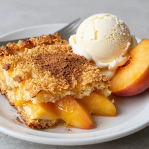 - 4 cups fresh peaches, sliced (or 2 cans of peach slices in syrup) - 1 cup granulated sugar (adjust to taste if using canned peaches) - 1 teaspoon ground cinnamon - 1 box yellow cake mix (about 15.25 oz) - 1/2 cup unsalted butter, melted - 1 cup water (or peach juice if using canned peaches) - 1/2 teaspoon vanilla extract (optional) - Whipped cream or vanilla ice cream for serving When making Peach Cobbler Dump Cake, the choice of peaches is key. Fresh peaches bring a bright, juicy flavor. They add a lovely texture to the dish. If fresh peaches are not an option, canned peaches work well too. They are sweet and convenient. Just be sure to drain some syrup for balance. Next, consider the sugar. If you use fresh peaches, you might want less sugar. Fresh peaches are naturally sweet. Canned peaches are often sweeter, so adjust the sugar level based on your taste. You can also add a few optional ingredients. A dash of vanilla extract enhances the flavor. It adds a warm note to the cake. Serving it with whipped cream or vanilla ice cream takes it to the next level. This adds a creamy texture that pairs perfectly with the warm cake. This simple yet delicious combination creates a dish that warms the heart. Each bite is a sweet, juicy experience that you&rsquo;ll want to share with friends and family. {{ingredient_image_1}} First, set your oven to 350&deg;F (175&deg;C). Preheating helps the cake bake evenly. It&rsquo;s key for a great result. While the oven warms up, you can prepare the peach mixture. Grab a large bowl, and add your sliced peaches. If you&rsquo;re using fresh peaches, make sure they are ripe. Add 1 cup of granulated sugar. If you use canned peaches, adjust the sugar to your taste. Then sprinkle in 1 teaspoon of ground cinnamon. Mix it all gently. Pour this peach mix into a greased 9x13 inch baking dish. This sets the base for your dump cake. Now, take a box of yellow cake mix. Sprinkle it evenly over the peach mixture. Do not mix it in; just cover the fruit. Next, melt 1/2 cup of unsalted butter. Drizzle the melted butter evenly over the cake mix. This adds richness and helps create a nice crust. Finally, pour 1 cup of water or peach juice over everything. Again, do not stir. The liquid will work its magic while baking. Now, it&rsquo;s time to bake! Place the dish in your preheated oven and let it bake for about 45 to 50 minutes. Look for a golden brown top and bubbly edges. After baking, let it cool for about 10 minutes. Enjoy your peach cobbler dump cake warm with ice cream or whipped cream! To get that perfect texture, focus on the cake mix layer. Sprinkle the dry mix evenly over the peaches. Do not stir it in. This keeps the cake light and fluffy. The mix absorbs the peach juices as it bakes. You want a nice, crisp top with a soft, gooey center. If you want a crunchier top, add a bit of extra butter on the mix. When using fresh peaches, you can control the sweetness. Start with one cup of sugar. Taste the peach mixture before baking. If it needs more sweetness, add a little more sugar. If you use canned peaches, drain some syrup but keep some for sweetness. Less syrup means less sugar needed. Adjust based on your taste for the best results. A soggy bottom can ruin your dump cake. To avoid this, use a good amount of cake mix. Make sure it covers the fruit fully. The melted butter should also be evenly drizzled. Pour the water or peach juice slowly. This helps the liquid mix well while baking. Also, bake it until the top is golden brown. This indicates that the bottom has cooked properly too. Pro Tips Use Ripe Peaches: The flavor of your dump cake will greatly improve if you use ripe, fresh peaches. They should be slightly soft to the touch and fragrant for the best taste. Adjust Sugar to Preference: When using canned peaches, taste the syrup first. You may want to reduce the amount of added sugar if the peaches are already sweet. Experiment with Flavors: Feel free to add other spices like nutmeg or ginger, or even a splash of almond extract for a unique twist on the traditional peach flavor. Serve it Warm: For the best experience, serve your dump cake warm right out of the oven with a scoop of vanilla ice cream or a dollop of whipped cream for a delightful contrast. {{image_2}} You can switch up the peaches for other fruits. Try using berries, apples, or cherries. Each fruit brings its own flavor. Blueberries add a nice burst of sweetness. Apples give a lovely crunch. Cherries bring a tart touch that pairs well with cake. The type of cake mix can change the taste too. A spice cake mix adds warmth. Chocolate cake mix offers a rich contrast. Lemon cake mix gives a bright, zesty punch. Feel free to experiment with your favorites to find the perfect match. You can make this recipe gluten-free easily. Use a gluten-free cake mix instead of regular. For a vegan version, swap the butter with coconut oil or vegan butter. Use a plant-based milk in place of water. This way, everyone can enjoy this treat! To keep your Peach Cobbler Dump Cake fresh, store it in the fridge. Place it in an airtight container. This will help it stay good for about 3 to 5 days. If you want to serve it later, it's best to wait until it cools down first. This way, you avoid extra steam that can make it soggy. You can freeze Peach Cobbler Dump Cake too! First, let it cool completely. Then, cut it into pieces and wrap them tightly in plastic wrap. Next, place the wrapped pieces in a freezer-safe bag or container. It should last for up to 3 months in the freezer. When you want to enjoy it, just thaw it in the fridge overnight. For the best taste, reheat your Peach Cobbler Dump Cake in the oven. Preheat your oven to 350&deg;F (175&deg;C). Place the cake in an oven-safe dish and cover it with foil. Heat it for about 15 to 20 minutes, or until it&rsquo;s warm all the way through. You can also use the microwave but be careful not to overheat. Enjoy it warm with a scoop of ice cream or whipped cream! Yes, you can use frozen peaches. Thaw them first and drain any excess liquid. This keeps the cake from getting too soggy. Frozen peaches work well and still taste great. Look for a golden brown top that is bubbly. The edges may slightly pull away from the pan. Baking usually takes about 45 to 50 minutes. If you insert a toothpick and it comes out clean, your dump cake is ready. Peach cobbler dump cake is delicious with whipped cream or vanilla ice cream. You can also add a slice of fresh peach on top. This adds a nice touch and enhances the flavor. Serve it warm for the best experience. This blog post covered how to make a delicious Peach Cobbler Dump Cake. We discussed fresh versus canned peaches, sugar adjustments, and optional ingredients. I provided simple steps for preheating the oven and preparing the cake. You learned tips for texture, sweetness, and preventing soggy bottoms. We explored variations and storage methods, including freezing and reheating. By following these steps, you can create a tasty dessert. Enjoy experimenting and making this recipe your own. Have fun baking!