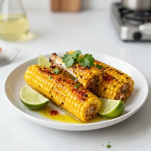 For this recipe, you need 4 ears of fresh corn. Look for ears that feel heavy and have bright green husks. Fresh corn gives the best flavor and texture for grilling. The marinade brings this dish to life. Gather these ingredients: - 2 tablespoons olive oil - 1 teaspoon chili powder - 1 teaspoon smoked paprika - 1/2 teaspoon garlic powder - Zest of 1 lime - Juice of 2 limes - Salt and pepper to taste Mixing these items creates a tangy and spicy flavor that makes the corn special. The lime juice adds brightness, while the chili powder brings some heat. You can add fun touches to your corn ribs. Here are some great ideas: - Fresh cilantro, for garnish - Lime wedges, for serving These garnishes not only add color but also enhance the flavor. The lime wedges give each bite a fresh zing. {{ingredient_image_1}} First, you need to preheat your grill. Set it to medium-high heat. This step is key for even cooking. A hot grill helps create those lovely char marks. Next, grab your fresh corn. Stand each cob upright on a cutting board. Cut down the sides to make quarters. Aim for rib-like shapes. This is where the fun begins! Now it&rsquo;s time for the marinade. In a large bowl, mix 2 tablespoons of olive oil. Add 1 teaspoon of chili powder and 1 teaspoon of smoked paprika. Then, toss in 1/2 teaspoon of garlic powder. For zesty flavor, add lime zest and juice from 2 limes. Finally, season with salt and pepper. Whisk everything until smooth. Add the corn ribs to the bowl. Toss them well to coat in the marinade. Let them sit for at least 15 minutes. This waiting time lets the flavors soak in. Place the corn ribs on the hot grill. Cook them for about 5 to 7 minutes on each side. Look for nice grill marks and tenderness. Keep an eye on them to avoid overcooking. Once grilled, take the corn ribs off the grill. Arrange them on a platter. Garnish with fresh cilantro for color. Serve with lime wedges on the side. This adds an extra zing! Enjoy your tasty summer treat! Pick fresh corn for the best taste. Look for ears with bright green husks. The kernels should be plump and shiny. If they feel dry or have dark spots, skip them. Sweet corn works well in this dish. To boost flavor, add more lime juice or zest. You can also mix in some honey for sweetness. If you like heat, try adding more chili powder or a splash of hot sauce. Let your taste guide you. Grill the corn ribs on medium-high heat. This gives them nice grill marks. Cook for 5-7 minutes per side. Watch closely to avoid burning. Turn them only once or twice for even cooking. When done, they should be tender but not mushy. Pro Tips Choosing the Right Corn: Opt for fresh, in-season corn for the best sweetness and flavor. Look for kernels that are plump and tightly packed. Marinate Longer for More Flavor: If time allows, marinating the corn ribs for 30 minutes or even an hour can enhance the flavor even more. Watch the Cooking Time: Keep an eye on the corn while grilling. Overcooking can lead to a mushy texture; you want them tender with a slight crunch. Experiment with Toppings: Feel free to add your favorite toppings, such as crumbled cheese or a drizzle of spicy mayo, for an extra flavor boost. {{image_2}} For a kick, add more heat. Mix in 1-2 teaspoons of cayenne pepper. You can also use jalape&ntilde;os for fresh flavor. This spicy twist makes your taste buds dance. Adjust the lime juice to balance the heat. Serve with cooling sour cream for a great contrast. If you love cheese, this one's for you. After grilling, sprinkle fresh parmesan on top. Mix in herbs like basil or parsley with the cheese. This adds a rich, savory taste to the corn. The herbs give it a fresh aroma. You can even add lemon zest for a citrusy boost. For a unique flavor, try honey or maple syrup. Drizzle it on the corn before grilling. This adds a sweet layer that pairs well with the chili. You can also toss in some cinnamon for warmth. This twist makes the corn ribs a fun treat for all ages. After making Chili Lime Grilled Corn Ribs, let them cool to room temperature. Place the ribs in an airtight container. Store them in the fridge for up to three days. Be sure to keep the lime wedges and cilantro separate until ready to eat. This helps keep everything fresh. To reheat the corn ribs, use a grill or stovetop. Heat the grill to medium. Place the corn ribs on the grill for about 3-5 minutes. Turn them occasionally until warm. If using a stovetop, heat a skillet over medium heat. Add a small amount of oil and warm the corn ribs for about 4-5 minutes. Enjoy the zesty flavors again! You can freeze corn ribs, but they might lose some texture. To freeze, first cool them completely. Wrap each rib in plastic wrap or foil. Place the wrapped ribs in a freezer-safe bag. Corn ribs can last up to three months in the freezer. When you are ready to eat them, thaw in the fridge overnight before reheating. To cut corn into ribs, grab fresh corn. Stand the ear upright. Carefully slice down each side. Cut until you have long, rib-like pieces. Aim for four quarters per ear. This method keeps the corn juicy and tasty. Yes, you can prep the corn ribs ahead of time. Cut and marinate them a few hours before grilling. Store them in the fridge. This helps the flavors soak in well. Just remember to grill them fresh for the best taste. Chili lime grilled corn ribs pair well with many dishes. Try them with grilled meats like chicken or steak. They also go great with fresh salads or rice. For a light meal, serve with guacamole and chips. To make this recipe vegan, use a plant-based oil. Olive oil works well, but you can try others too. All the spices and lime juice are already vegan. This way, you can enjoy the same zesty flavor without any animal products. In this blog post, I covered how to make delicious corn ribs, starting from fresh corn to optional garnishes. You learned the best marinade ingredients, grilling tips, and how to enhance flavors. I also shared fun variations to try and important storage tips. Remember, grilling corn ribs can be easy and fun. You can serve them with almost anything you love. Try these ideas, and you'll impress your friends and family. Enjoy cooking these tasty treats!